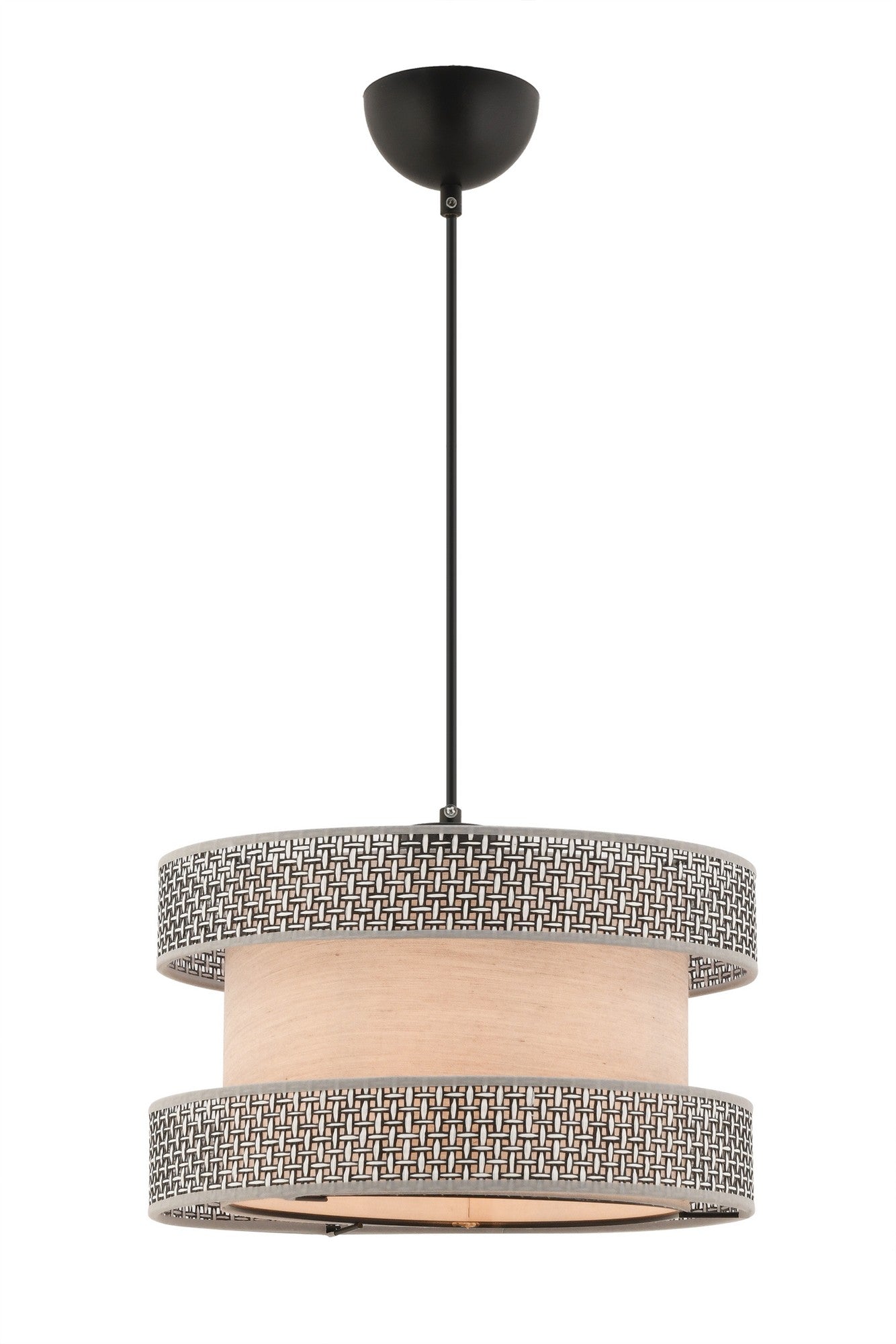Candeeiro de Teto – 40 x 40 cm – Cinza e Bege – Metal e Algodão