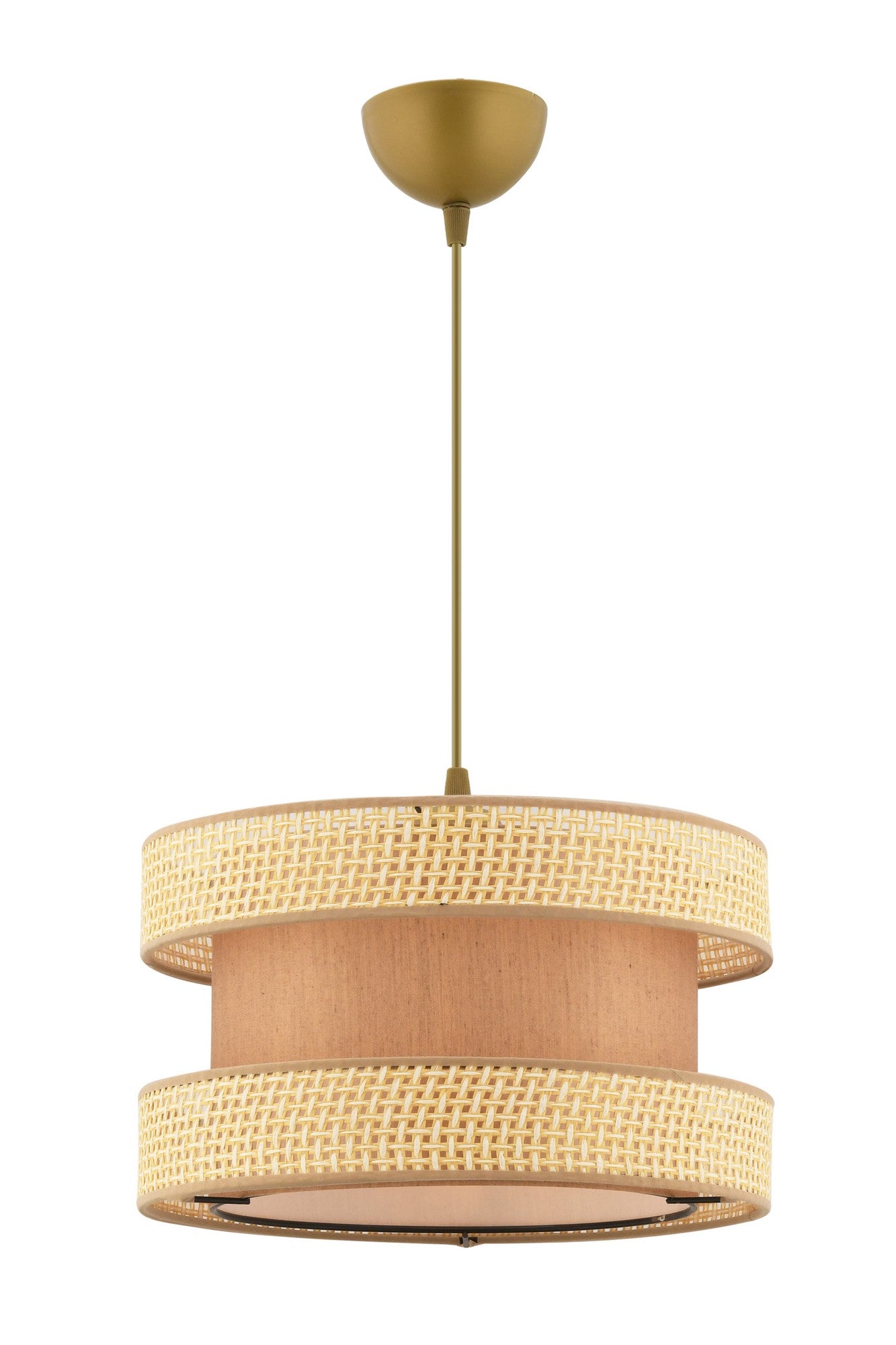 Candeeiro de Teto – 65 cm – Camelo e Castanho – Metal e Algodão