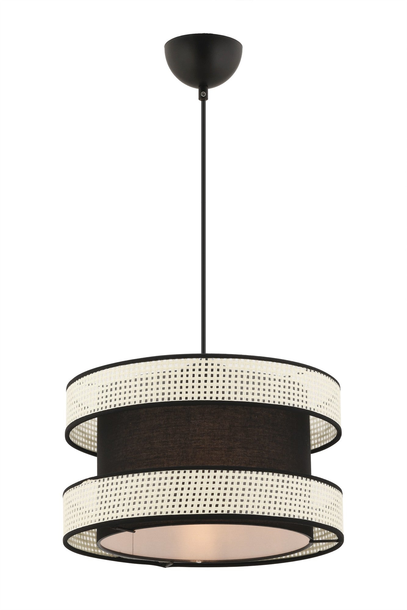 Candeeiro de Teto – 65 cm – Branco e Preto – Metal