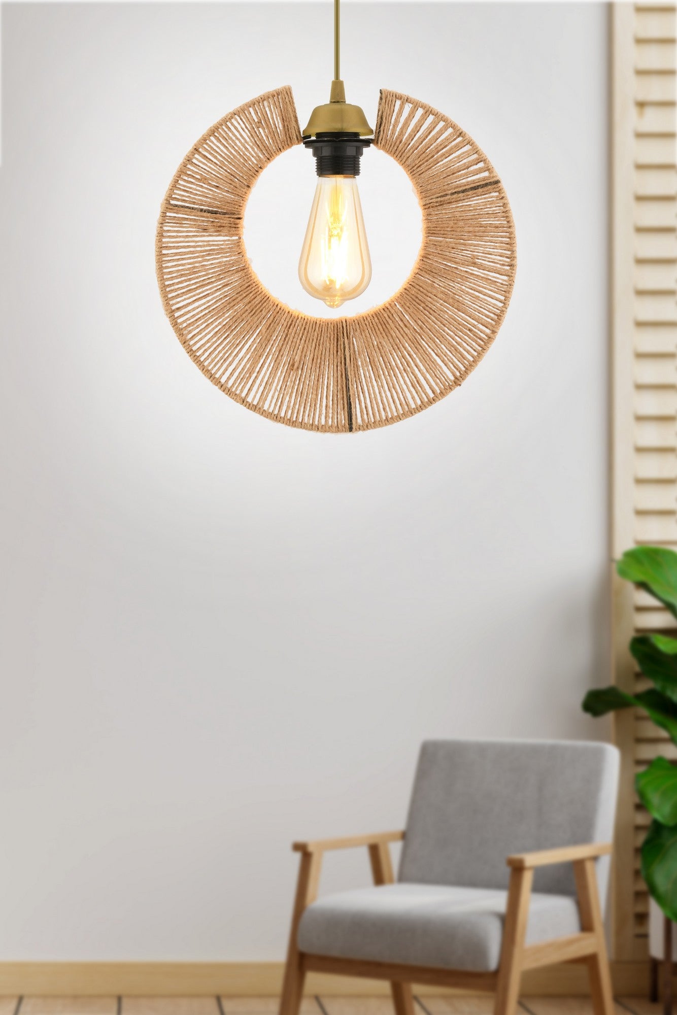 Candeeiro de Teto – 65 cm – Castanho – Metal