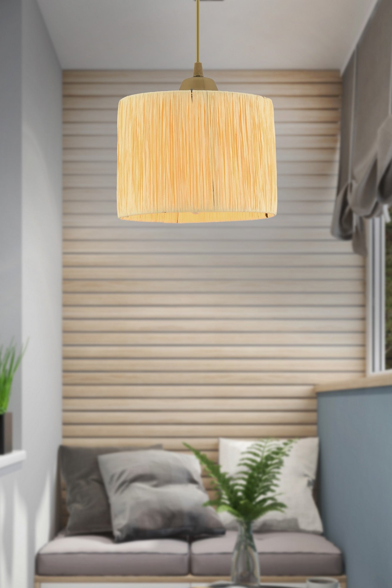 Candeeiro de Teto - 55 cm - Amarelo - Metálico