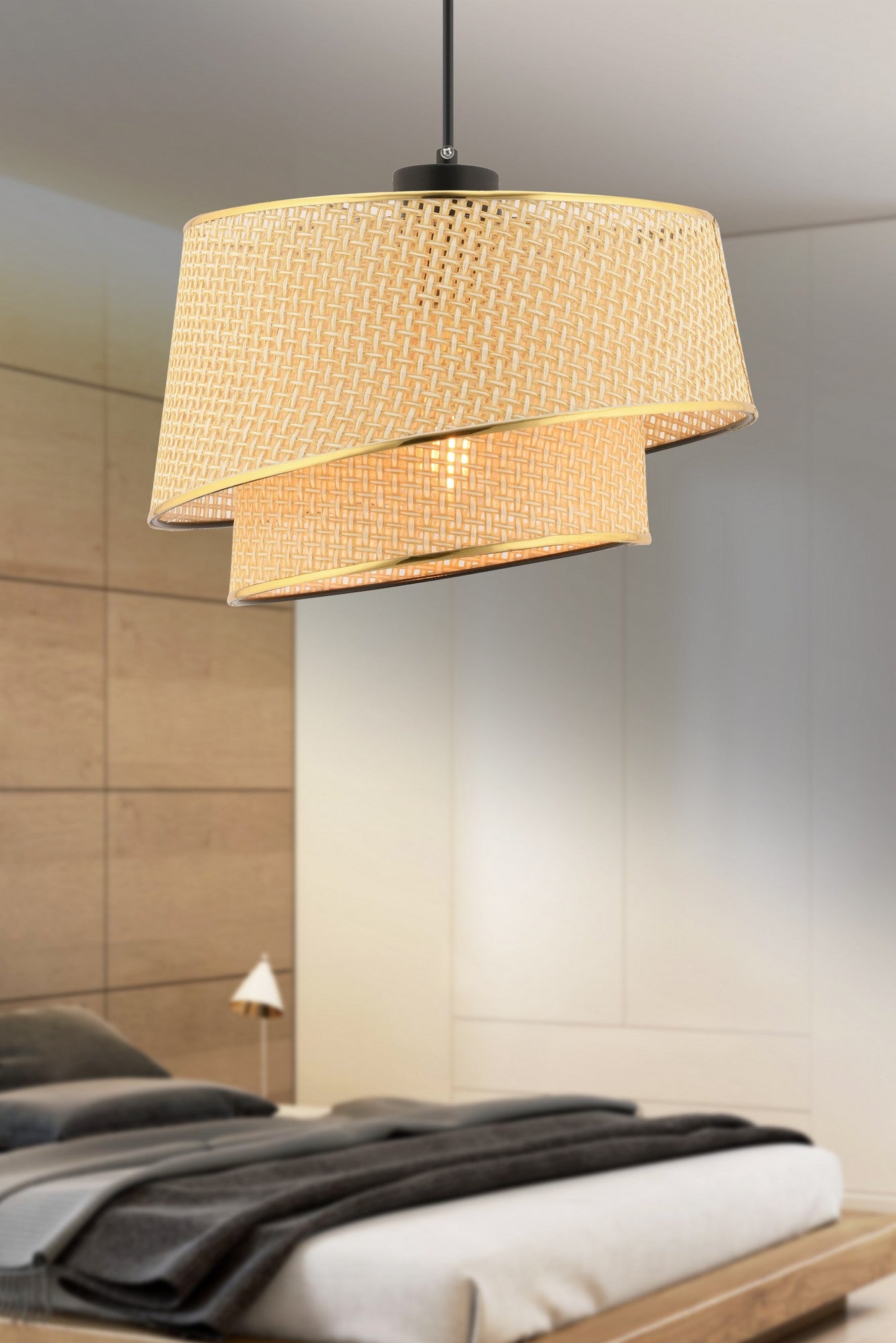 Candeeiro de Teto – 65 cm – Camel e Dourado – Metal