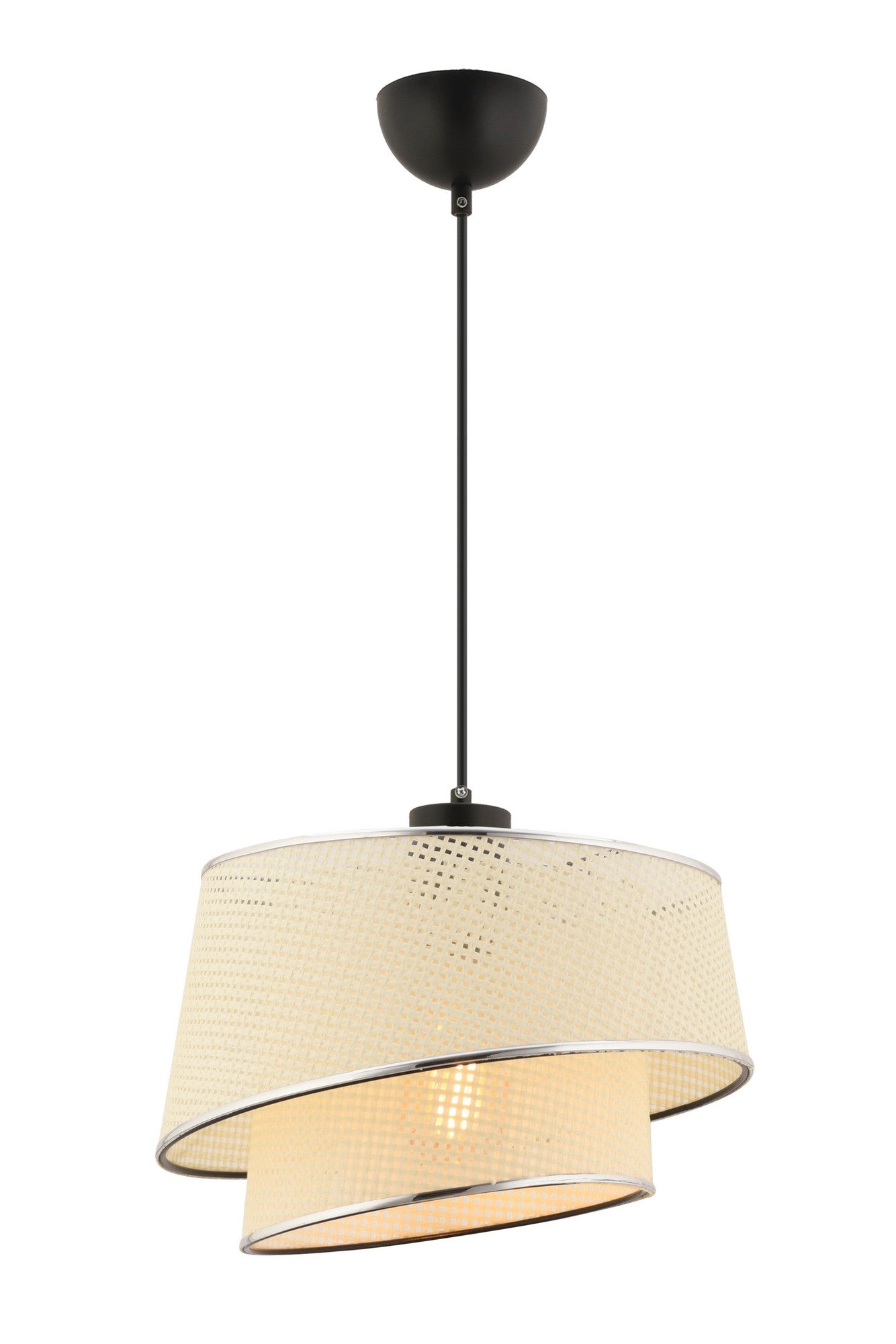 Candeeiro de Teto – 32 x 32 x 65 cm – Branco e Prateado – Metal