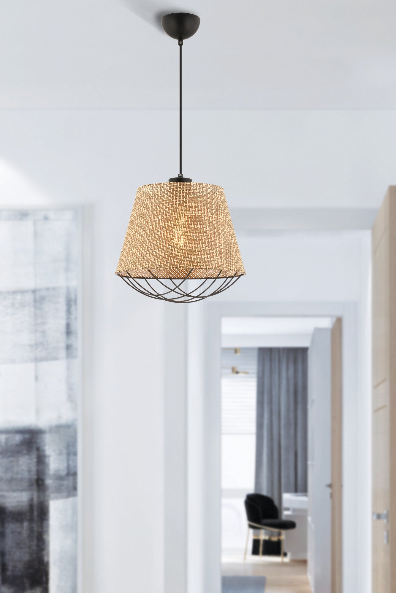 Candeeiro de Teto – 65 cm – Bege – Metálico