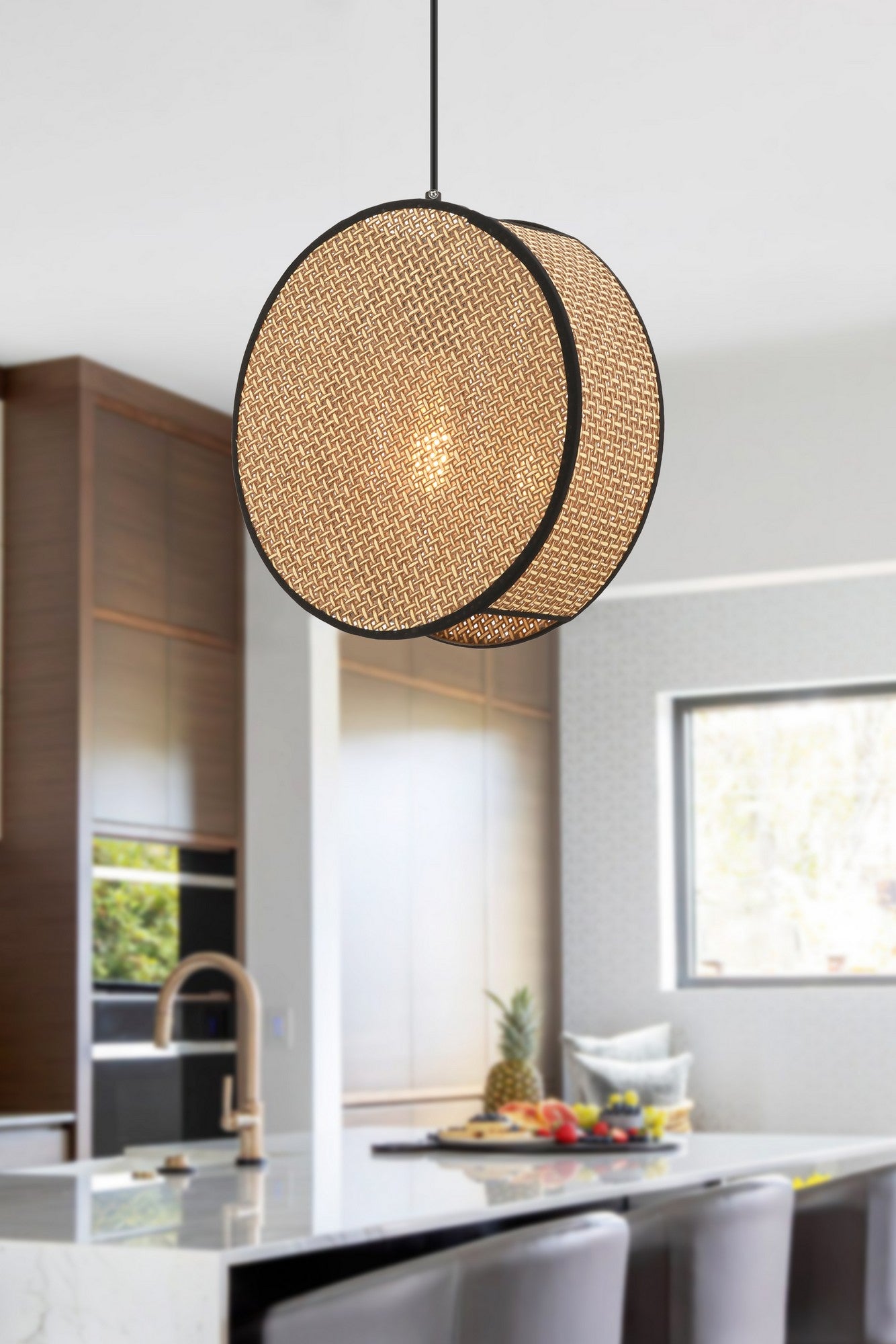 Candeeiro de Teto – 35 x 9 cm – Bege e Preto – Metálico