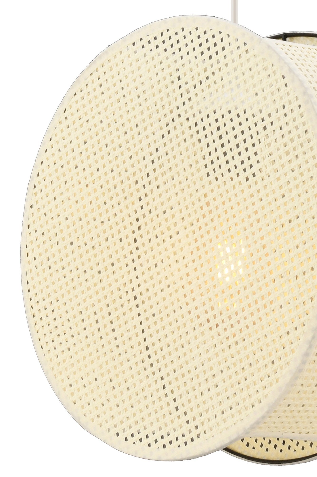 Candeeiro de Teto – 65 cm – Bege e Branco – Corpo metálico e tampa de algodão