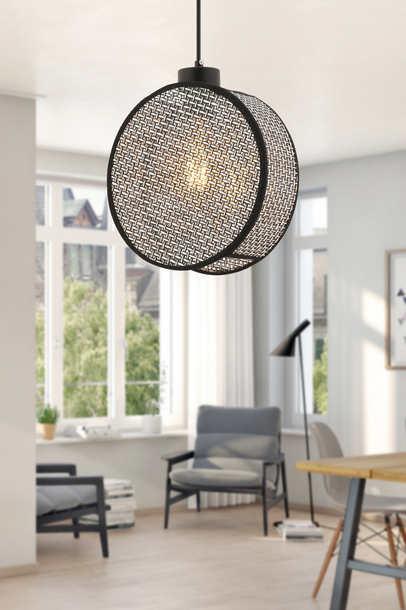 Candeeiro de Teto – 65 cm – Cinza – Metal