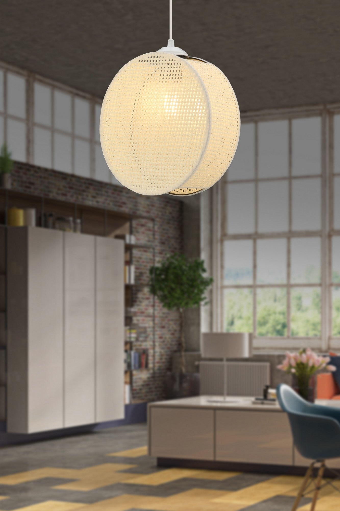 Candeeiro de Teto – 65 cm – Branco – Metálico