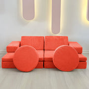 Sofá-cama elegante de 2 lugares, laranja, 140 x 70 x 46 cm | 100% poliéster, almofadas de espuma confortáveis | Perfeito para salas de estar e espaços de hóspedes
