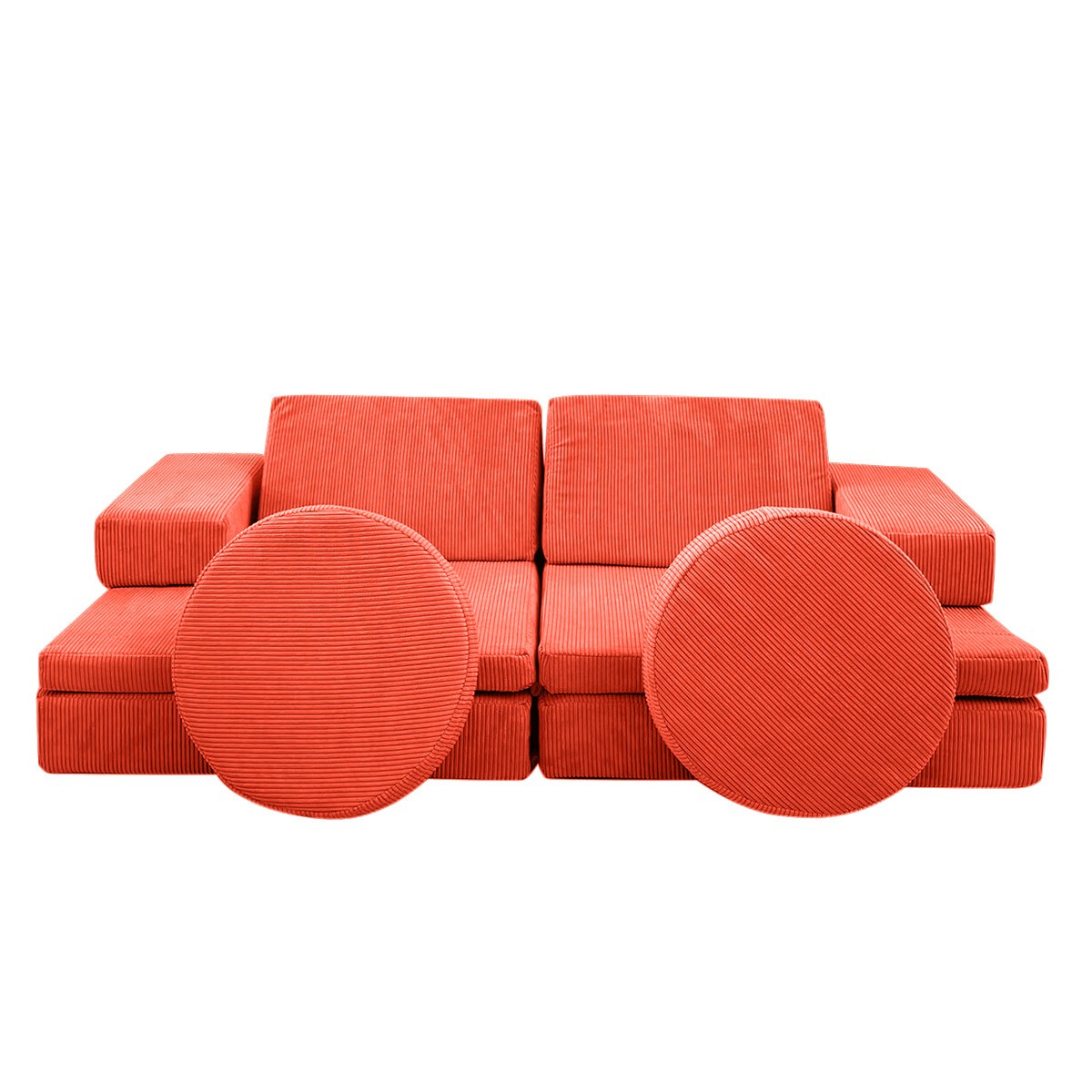 Sofá-cama elegante de 2 lugares, laranja, 140 x 70 x 46 cm | 100% poliéster, almofadas de espuma confortáveis | Perfeito para salas de estar e espaços de hóspedes
