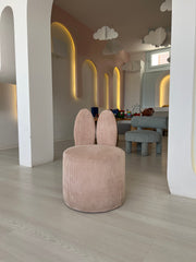 Poltrona de Asa Elegante, Tecido Rosa, 39 x 58 x 39 cm | 100% Poliéster, Estofamento em Espuma, Pernas de Plástico | Perfeita para Salas de Estar e Quartos Modernos