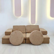 Sofá-cama elegante de 2 lugares, cor camelo, 140 x 70 x 46 cm | 100% poliéster, almofadas de espuma confortáveis | Perfeito para salas de estar e espaços de hóspedes