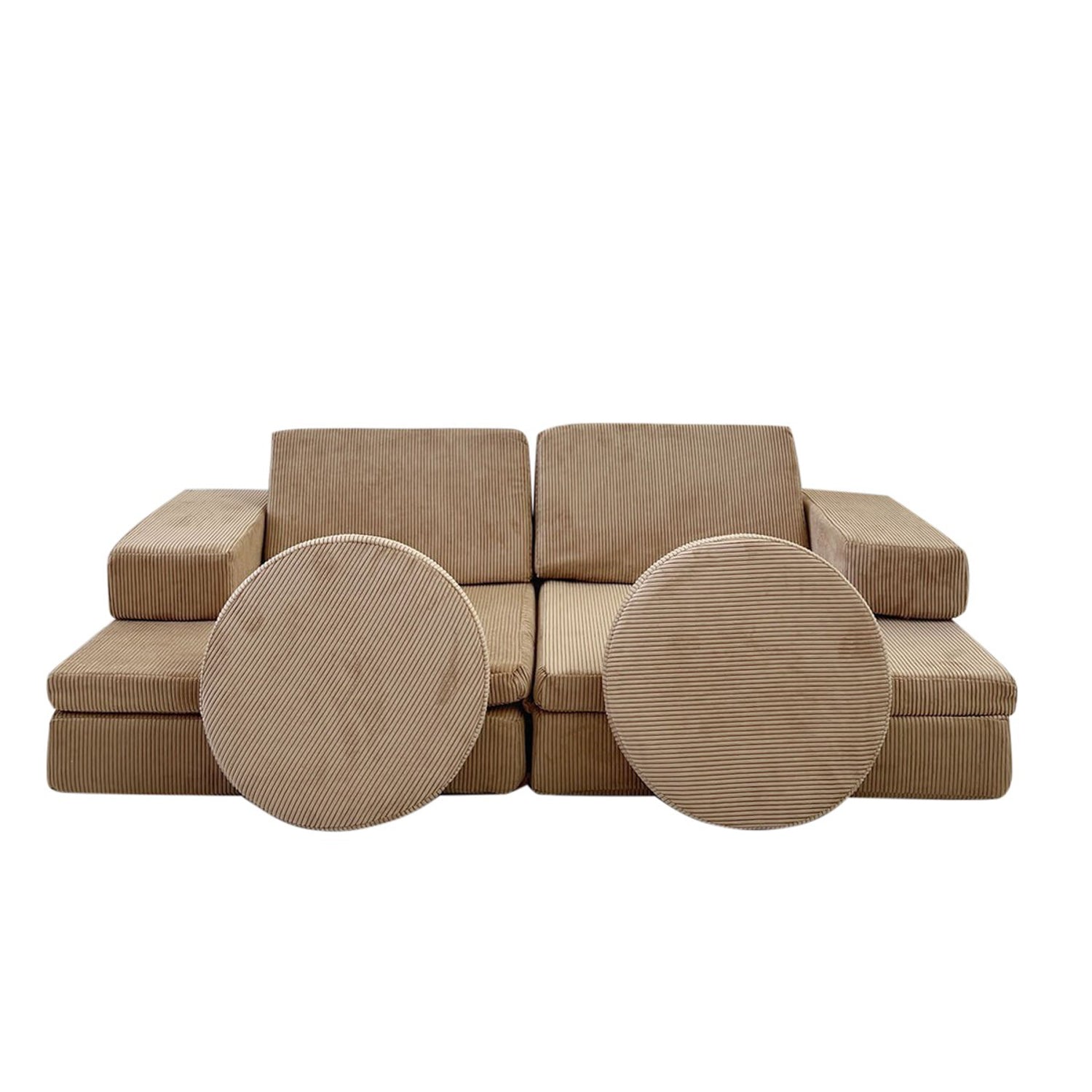 Sofá-cama elegante de 2 lugares, cor camelo, 140 x 70 x 46 cm | 100% poliéster, almofadas de espuma confortáveis | Perfeito para salas de estar e espaços de hóspedes