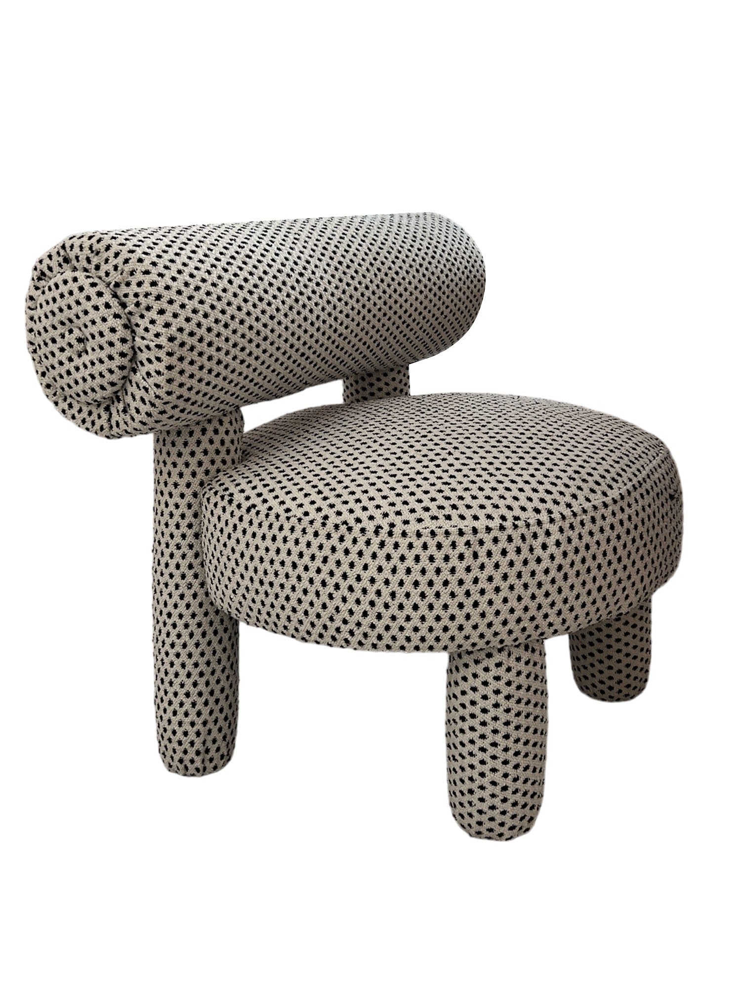 Poltrona Elegante, Preta e Branca, 39 x 58 x 39 cm | Estrutura 100% Madeira de Carpa, Tecido 100% Poliéster | Elegante e Confortável para Espaços Modernos