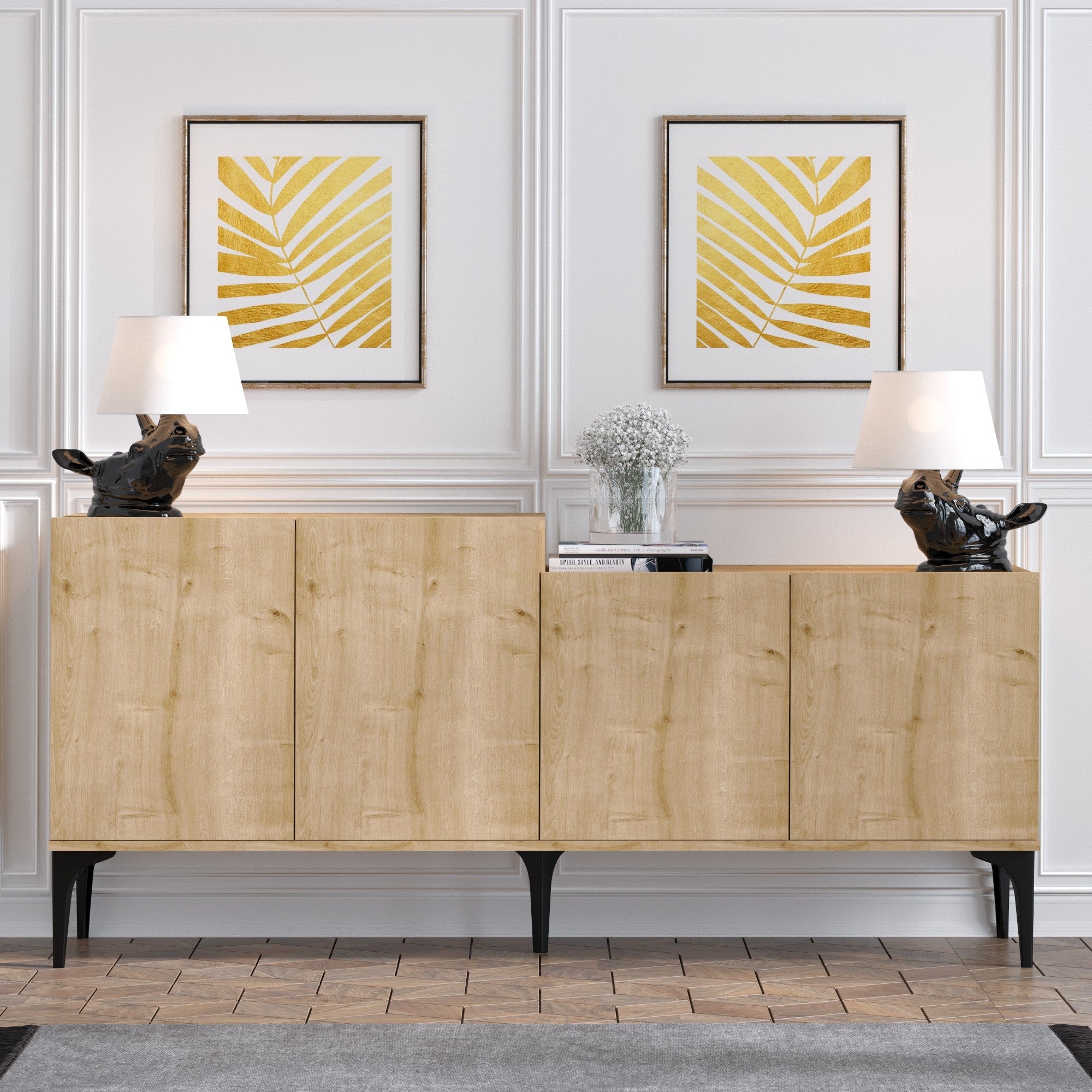 Aparador – 180 x 85 x 40 cm – Carvalho Safira – Painel de Partículas Revestido com Melamina
