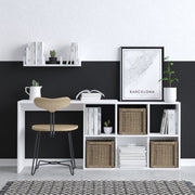 Secretária Moderna – 74 x 145 x 45 cm – Branco e Carvalho – Painéis de Partículas revestidos a Melamina