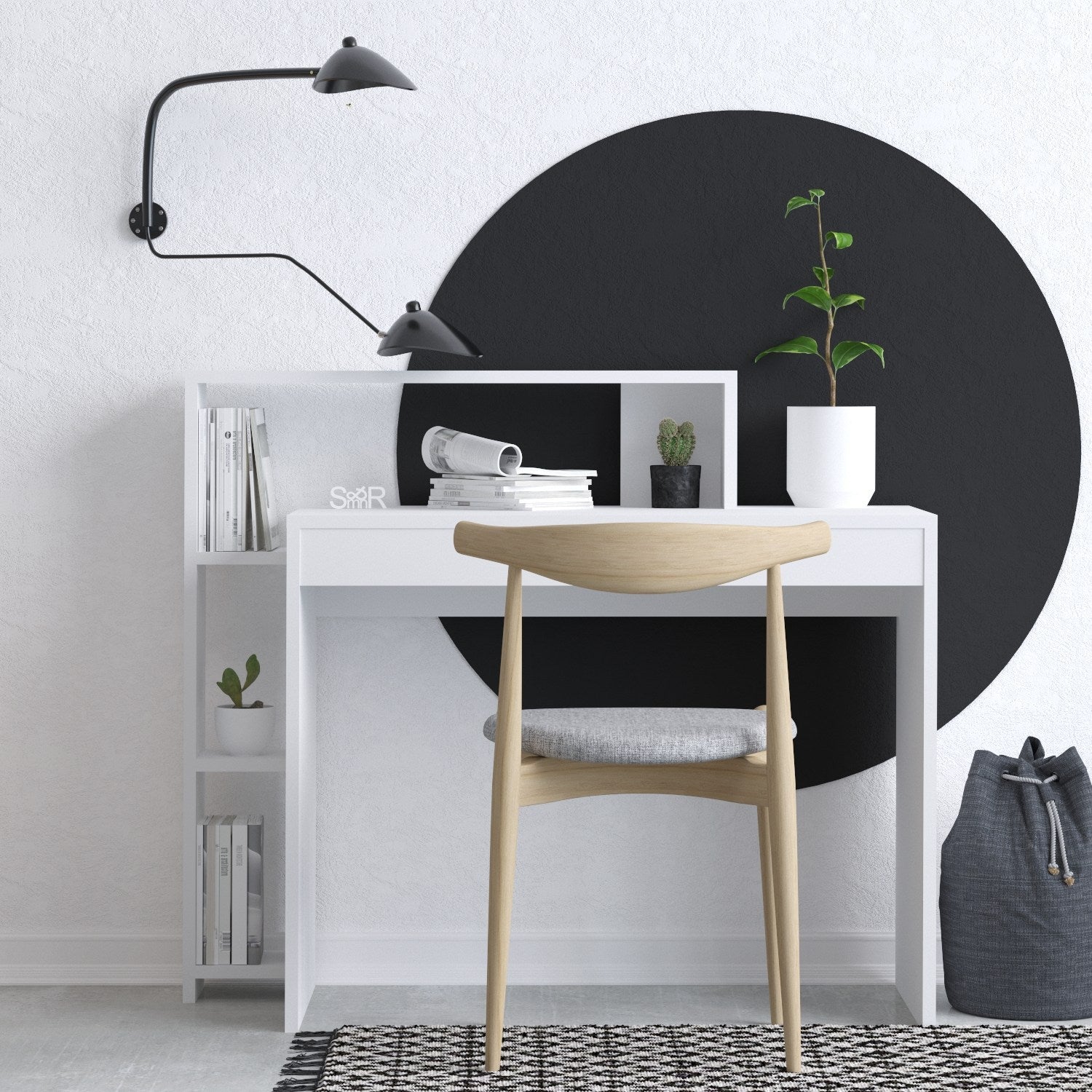 Secretária de Estudo – 95 x 117 x 45 cm – Branca – Painel de Partículas revestido em Melamina