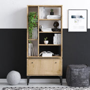 Estante – 65 cm L x 160 cm A x 30 cm P – Carvalho e Preto – Painel de partículas revestido em melamina