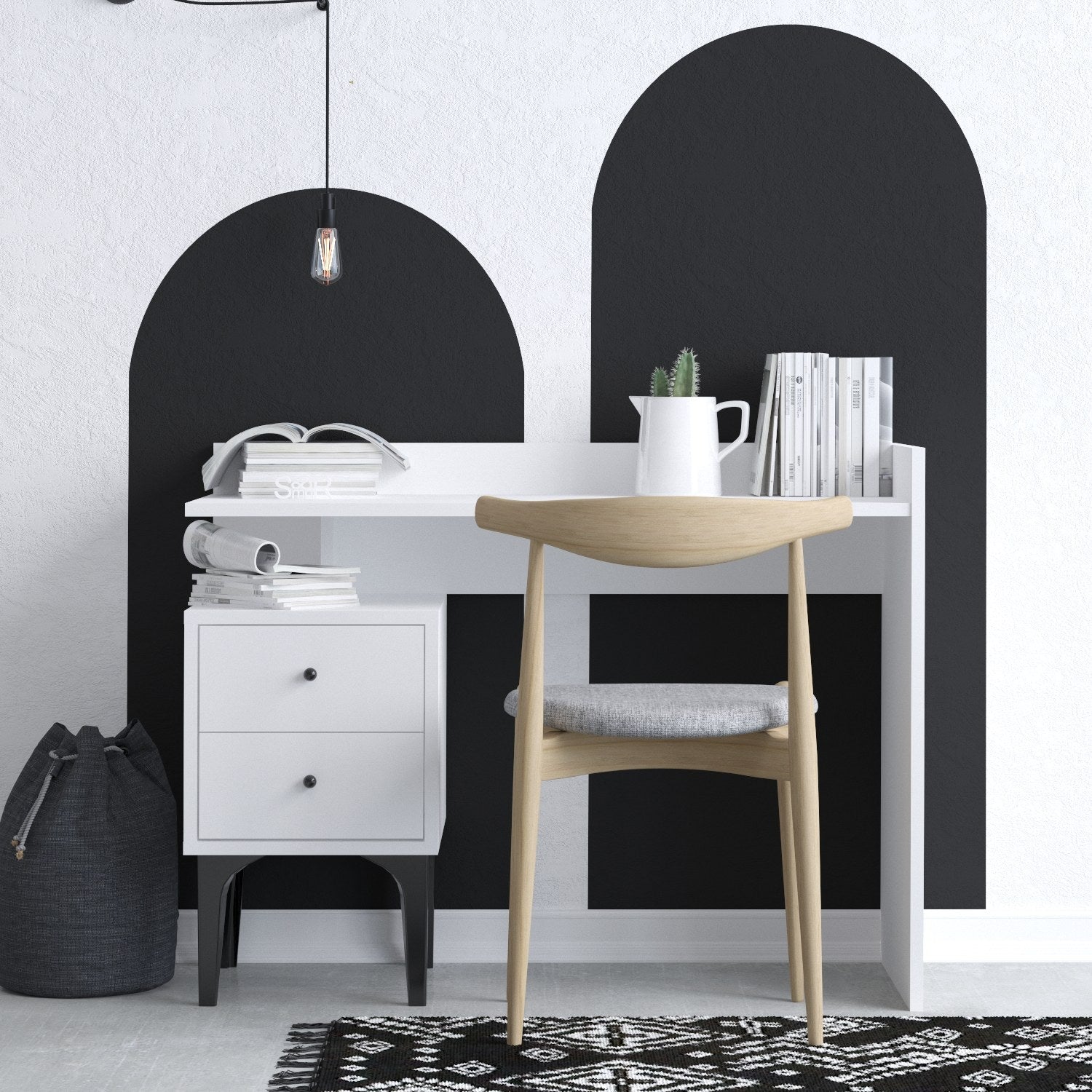 Secretária Moderna – 100 cm x 80 cm x 45 cm – Branca – MDF