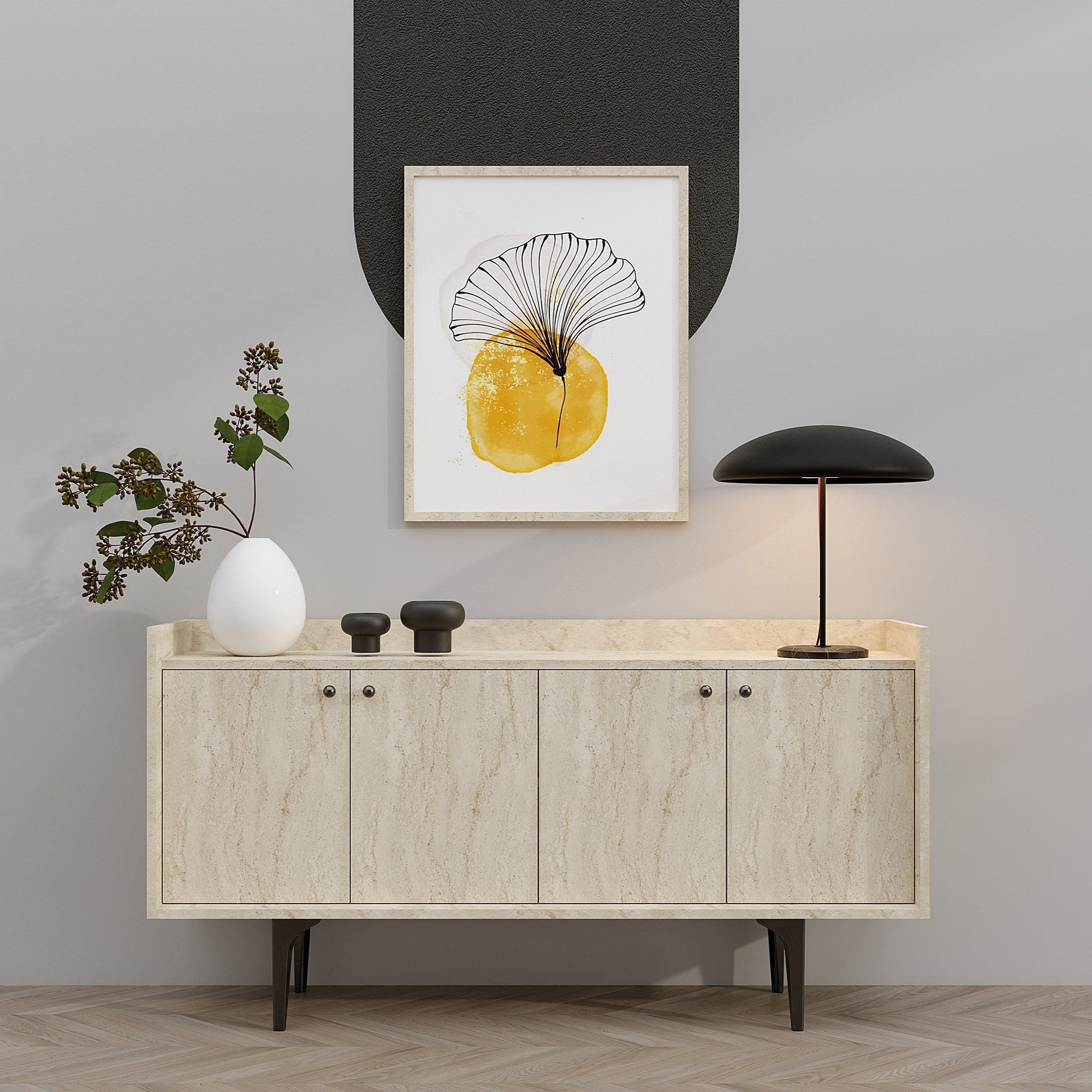 Aparador – 150 x 80 x 40 cm – Cor Travertino – Painel de Partículas revestido em Melamina