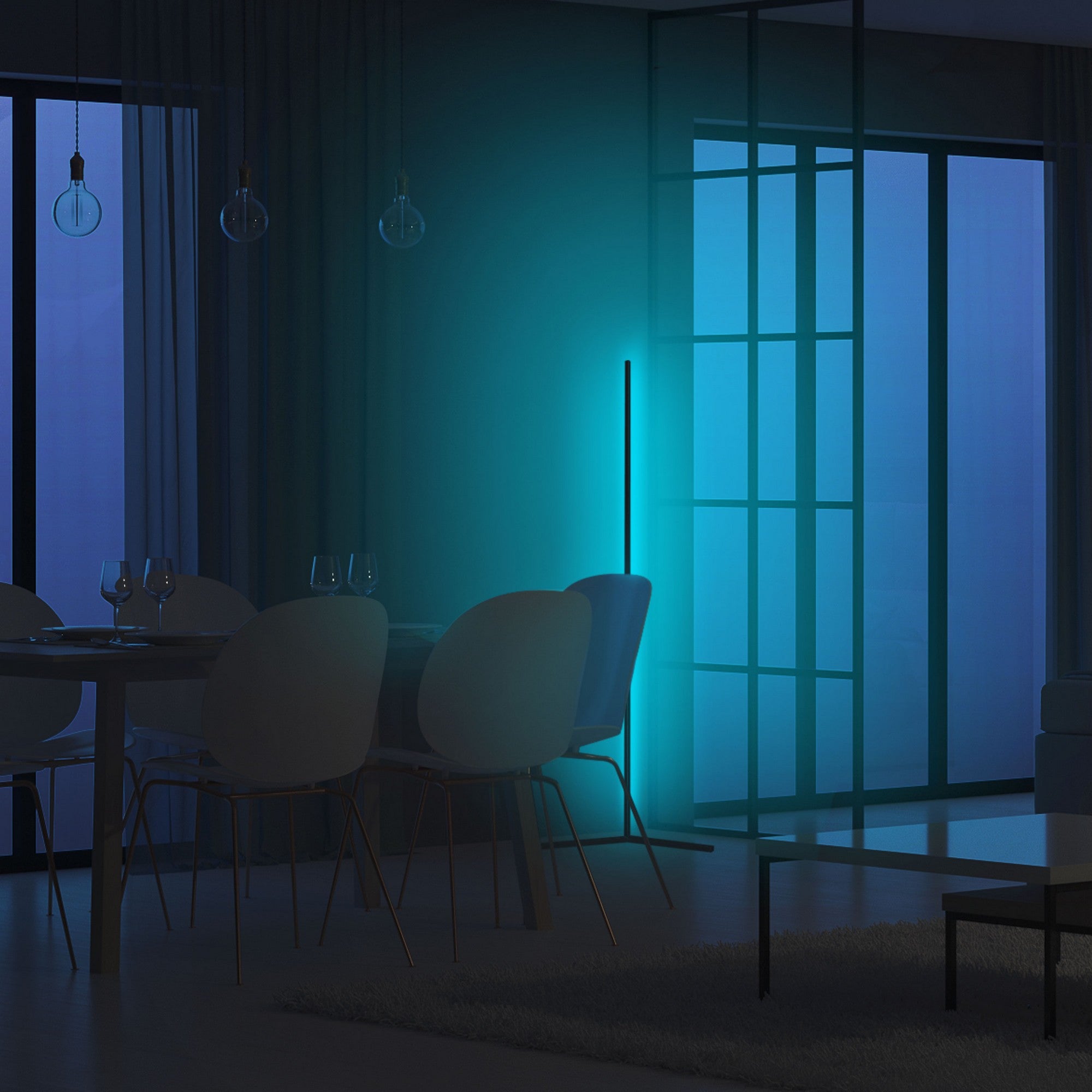 Candeeiro de Pé – 120 cm – Azul – Alumínio e Ferro