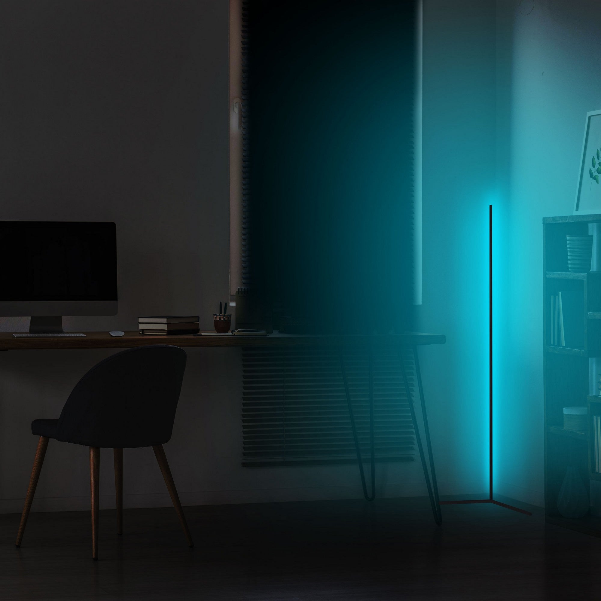 Candeeiro de Pé – 120 cm – Azul – Alumínio e Ferro