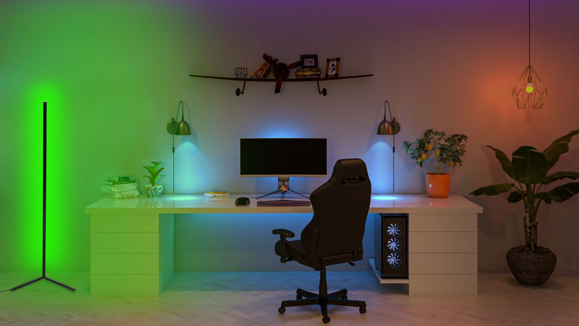 Candeeiro de Pé – 120 cm – Verde – Alumínio e Ferro