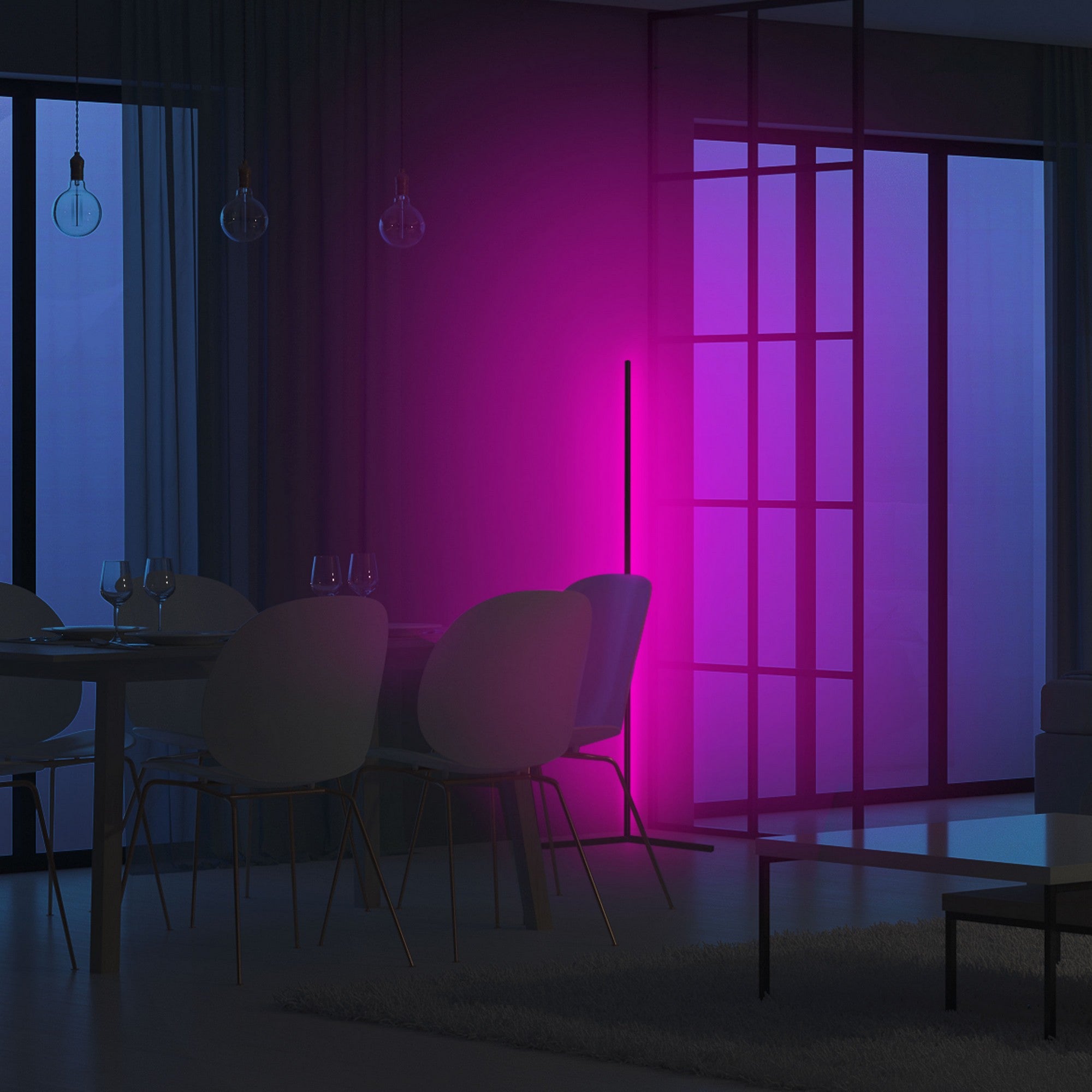 Candeeiro de Pé – 120 cm – Roxo – Alumínio e Ferro