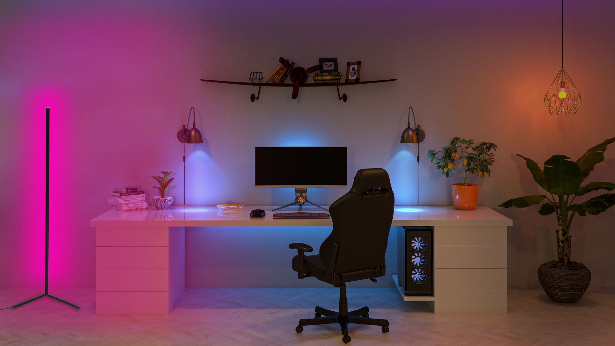 Candeeiro de Pé – 120 cm – Roxo – Alumínio e Ferro