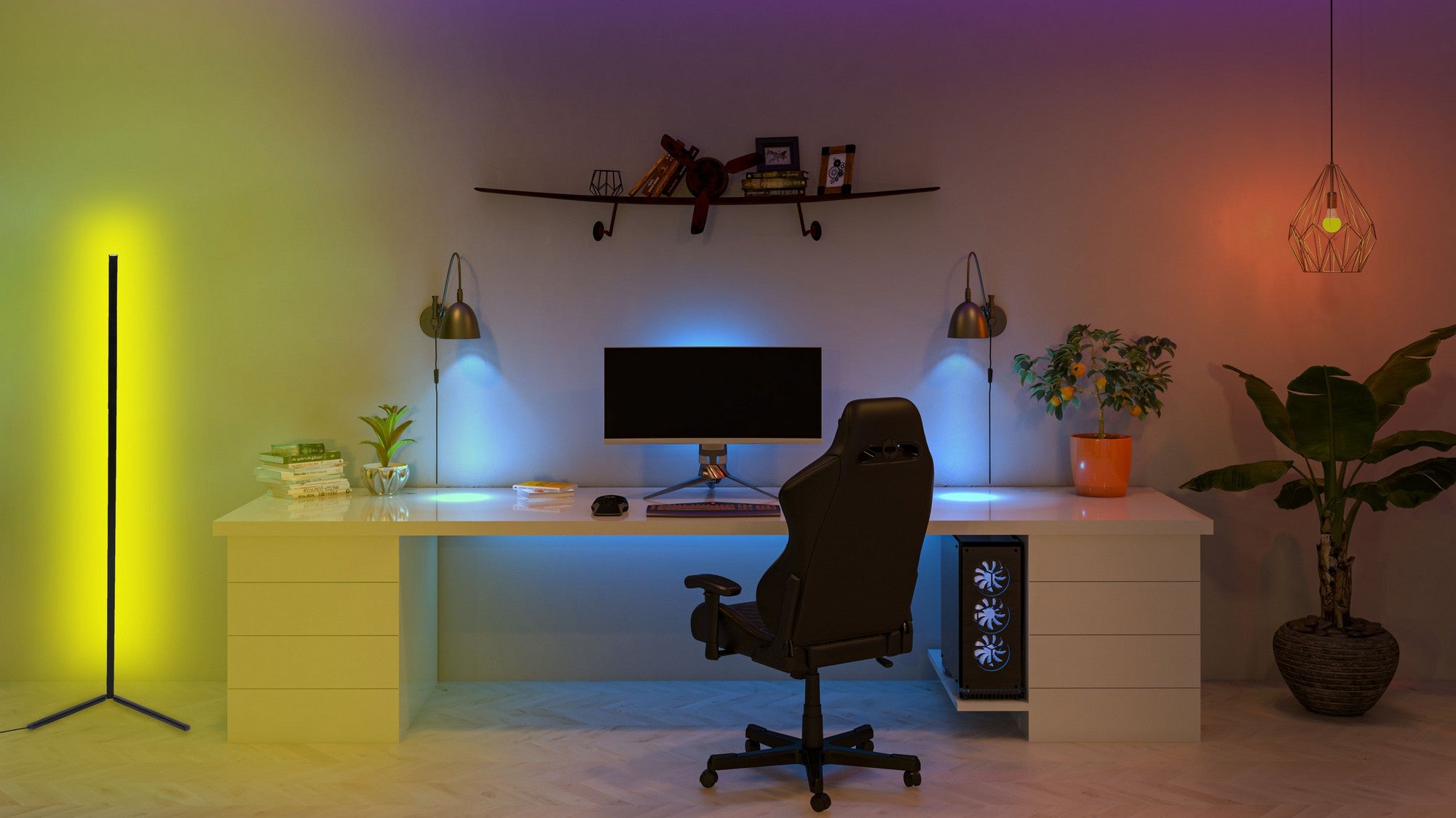 Candeeiro de Pé – 120 cm – Amarelo – Alumínio