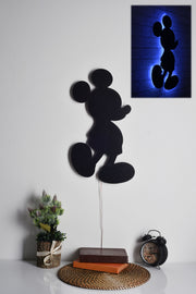 Iluminação LED decorativa na cor azul, 32 x 50 cm | Base em MDF preto, 60 LEDs/m, 300 lúmens, vida útil de 50.000 horas | Sistema de suspensão de parede embutido