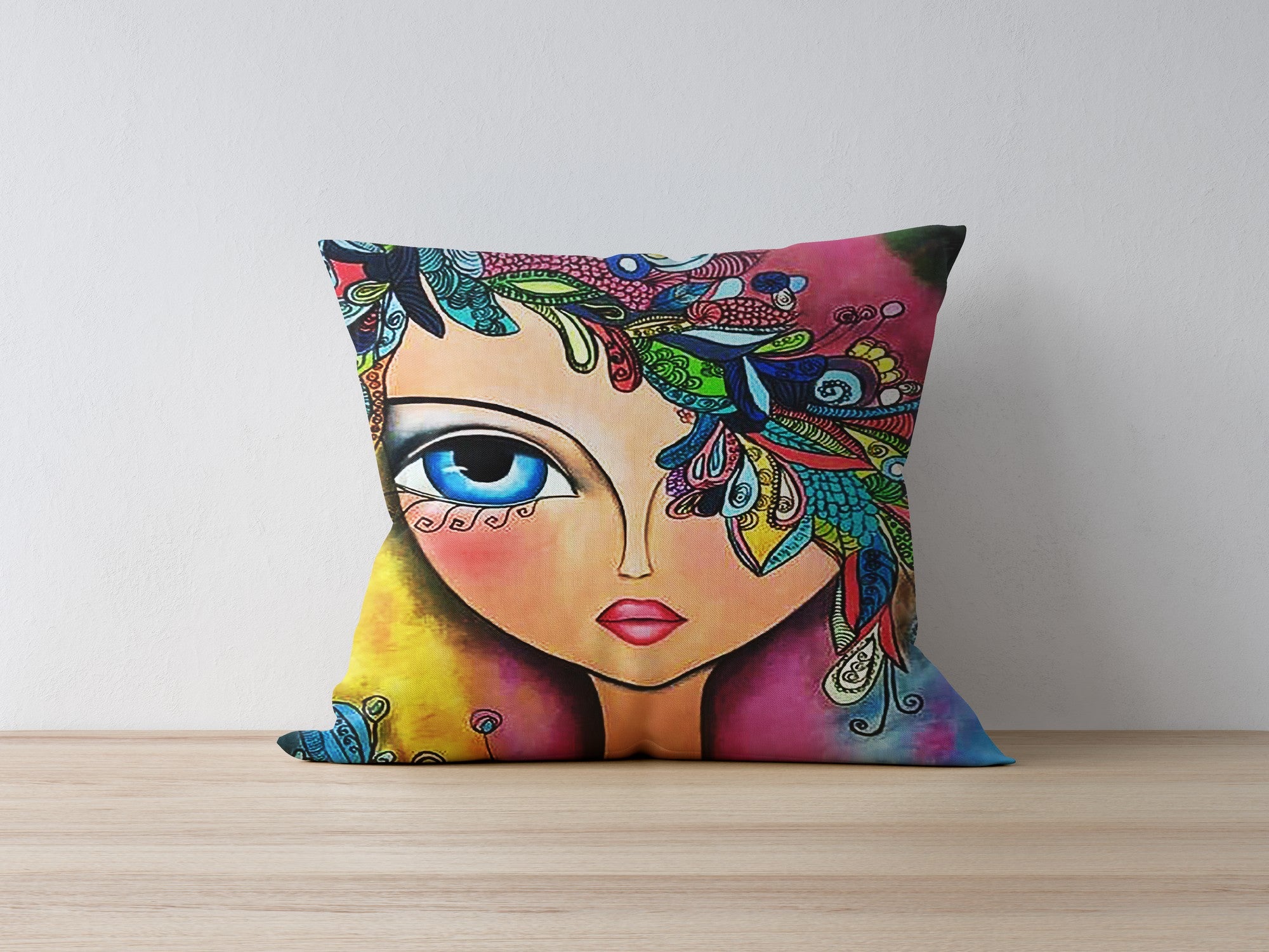 Capa de almofada – 43 x 43 cm – Multicolorido – 50% poliéster, 50% algodão
