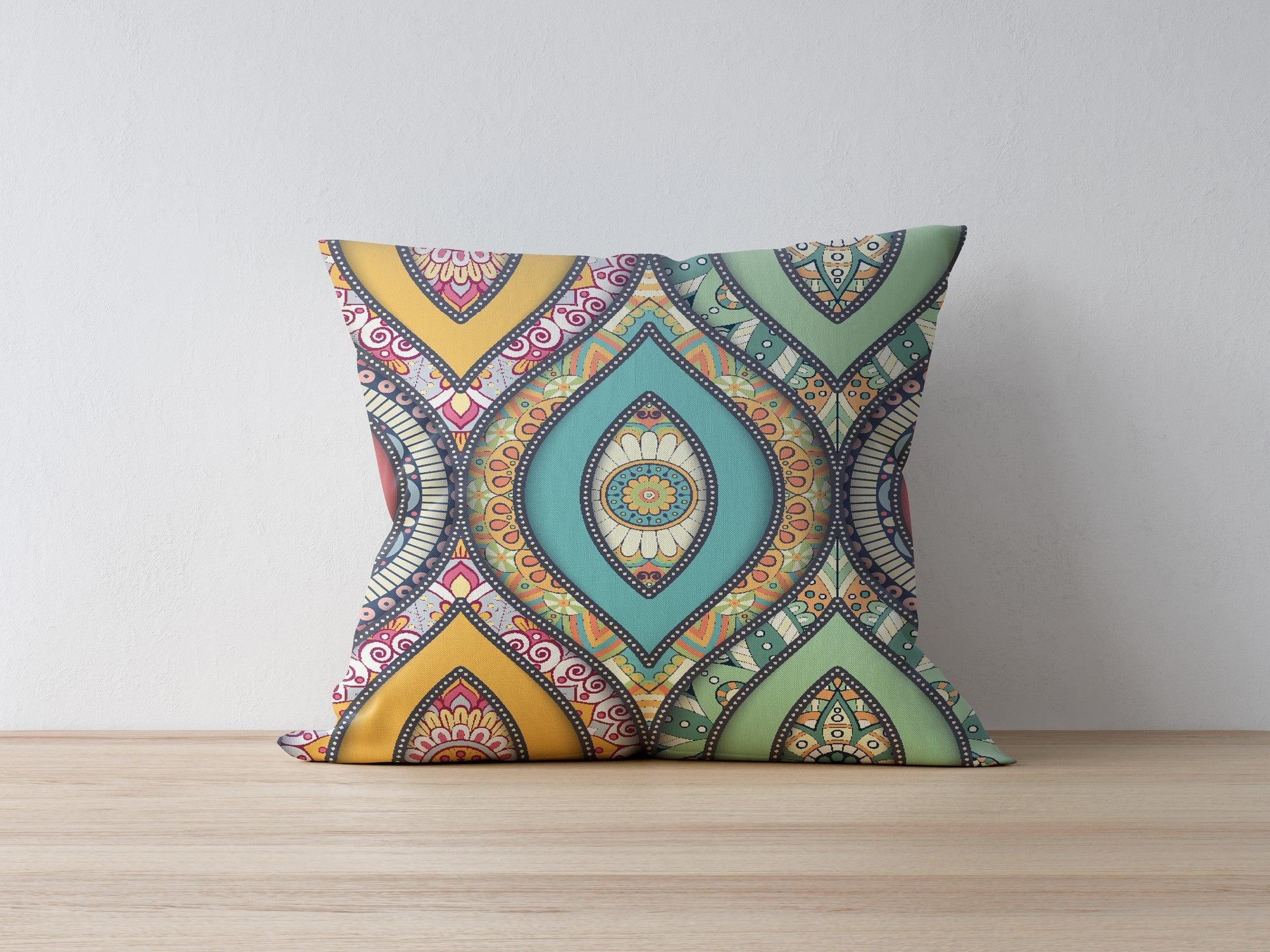 Capa de almofada – 43 x 43 cm – Multicolorido – Poliester e Algodão