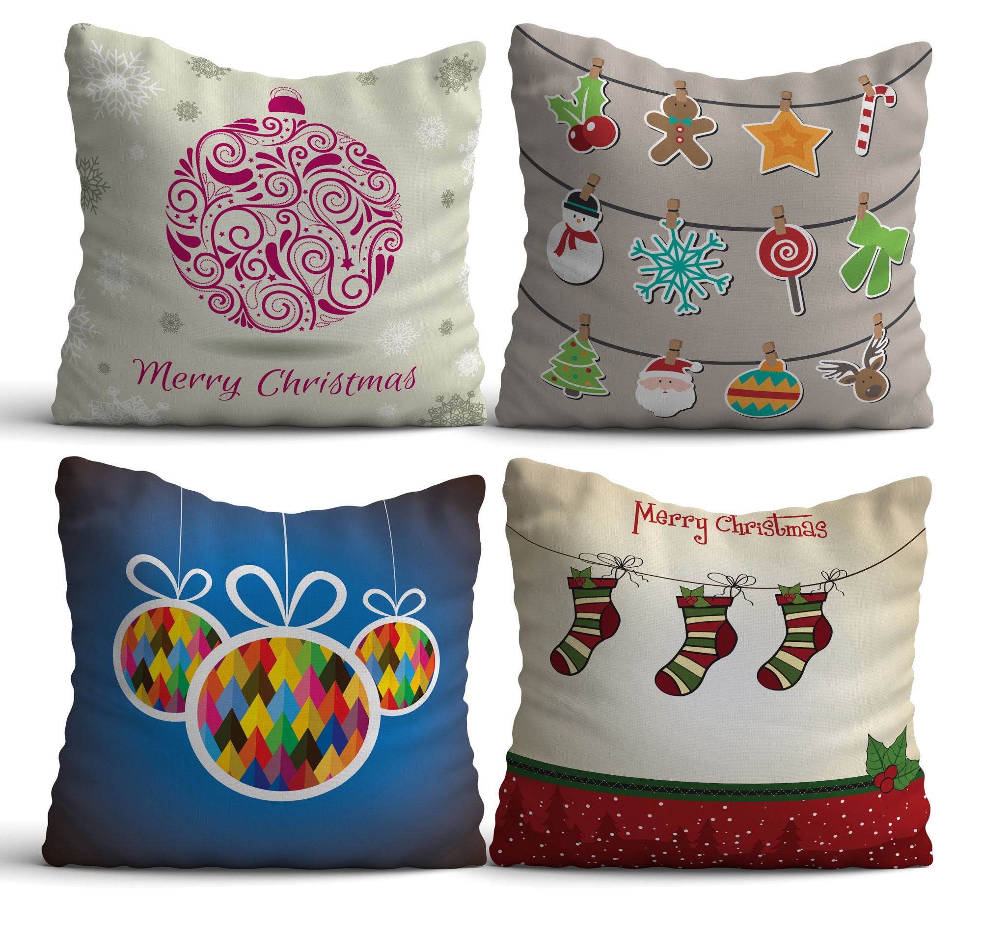 Conjunto de almofadas – 43 x 43 cm – Multicolorido – Algodão e Poliéster