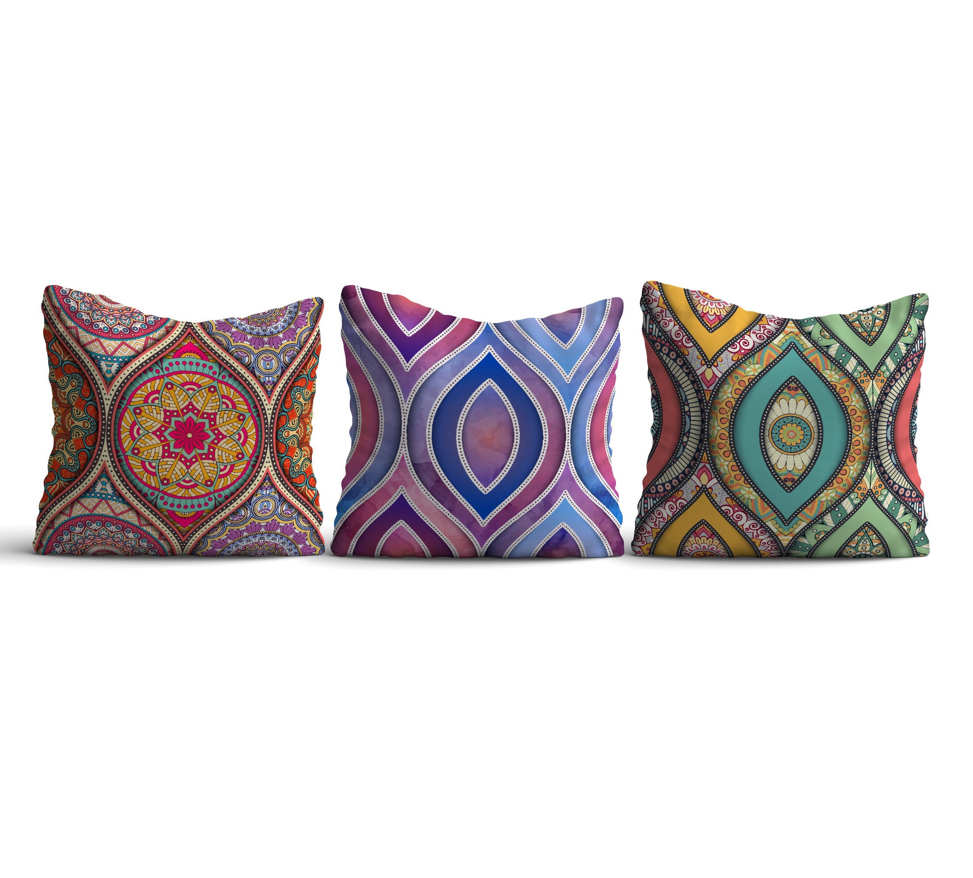 Conjunto de almofadas – 43 x 43 cm – Multicolorido – Algodão e poliéster