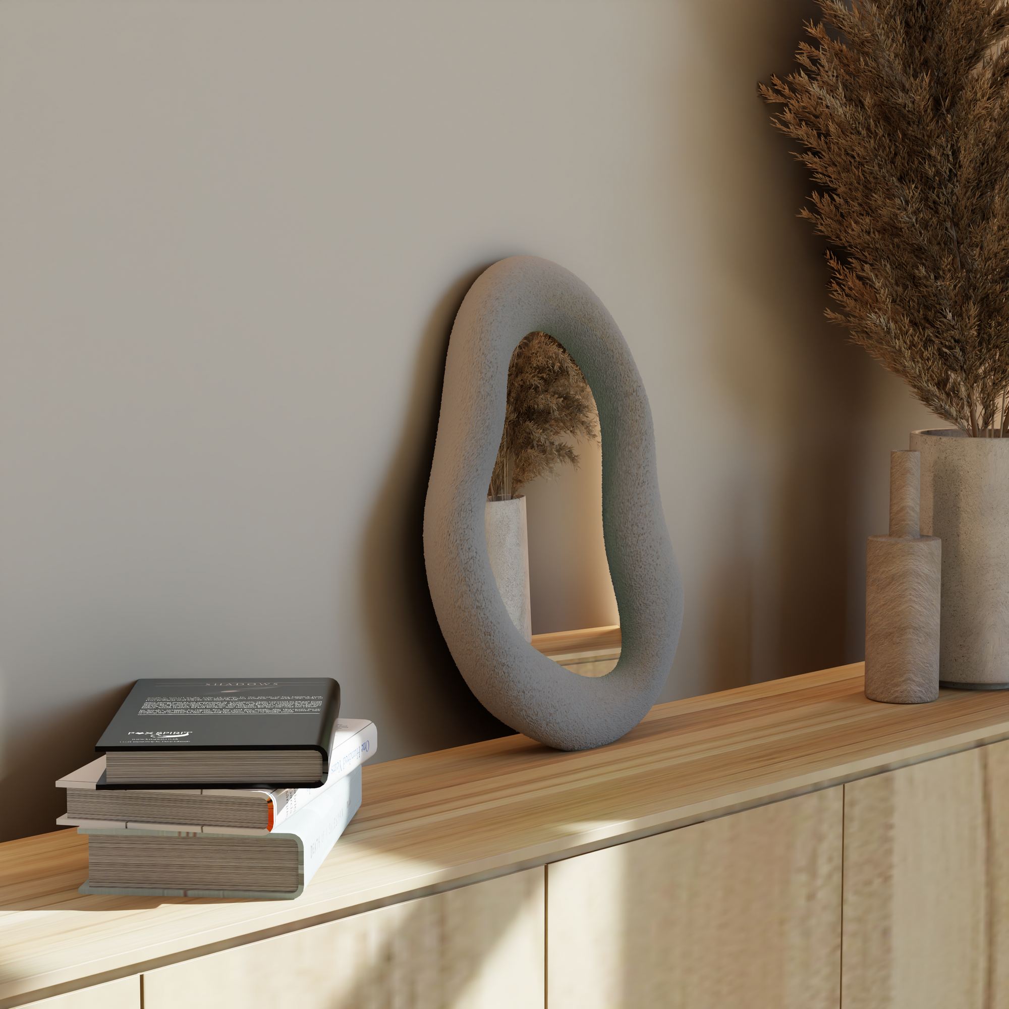 Espelho Decorativo-Wabi Sabi Eclipse-Cinza Concreto