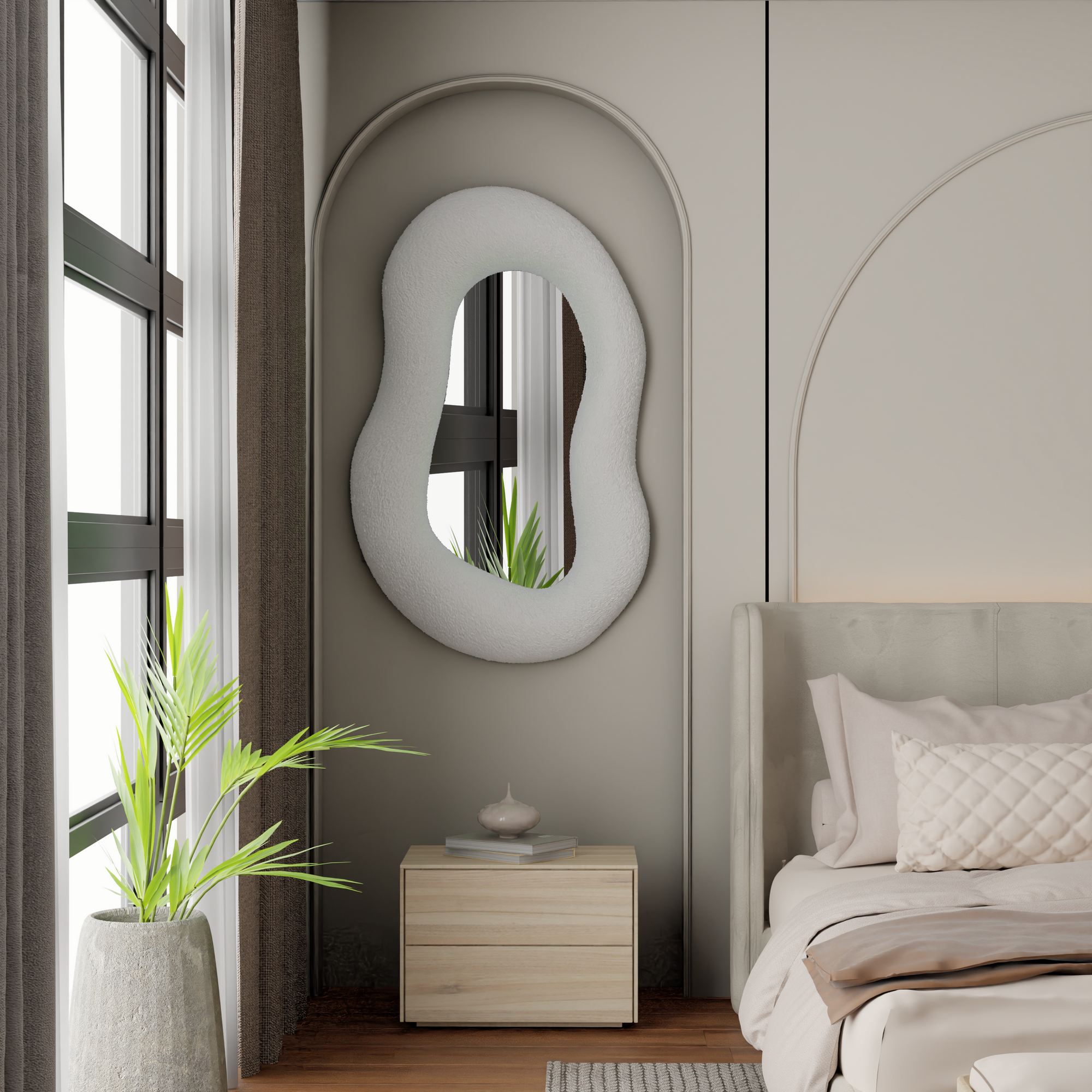 Espelho Decorativo-Wabi Sabi Wabi-Branco