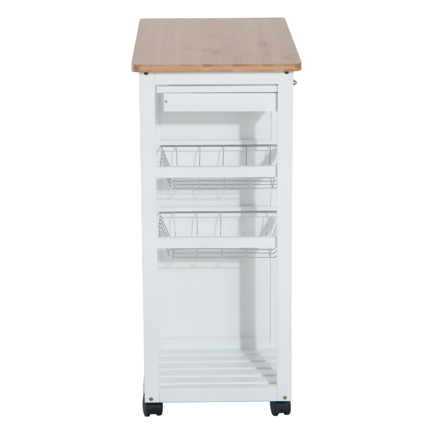 Carrinho de Cozinha de Bambu Branco 70x37x85 cm