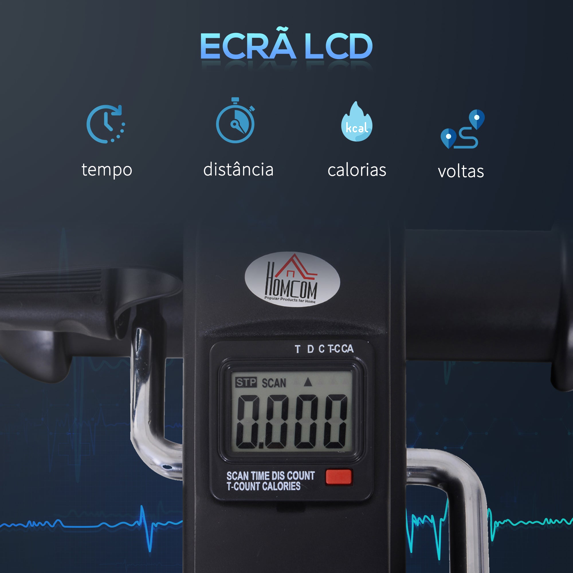 Mini Bicicleta Estática para Braços e Pernas - 39x40x31 cm - Preto