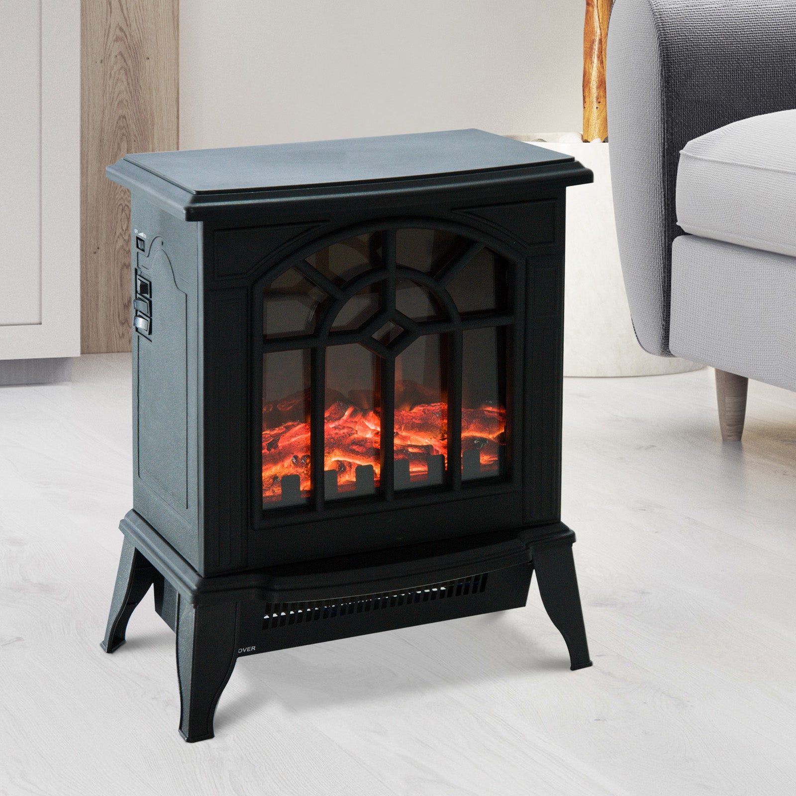 Lareira Elétrica Portátil 1000/2000W - 36,5x24x46cm - Cor Preto