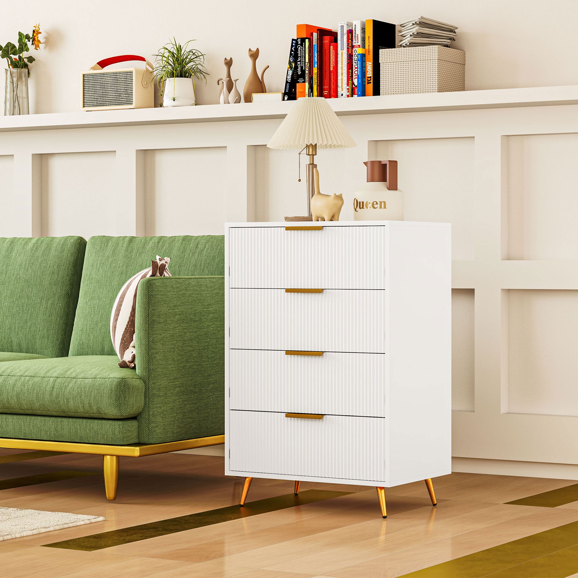 Cómoda Moderna com 4 Gavetas 60x40x90 cm - Branco