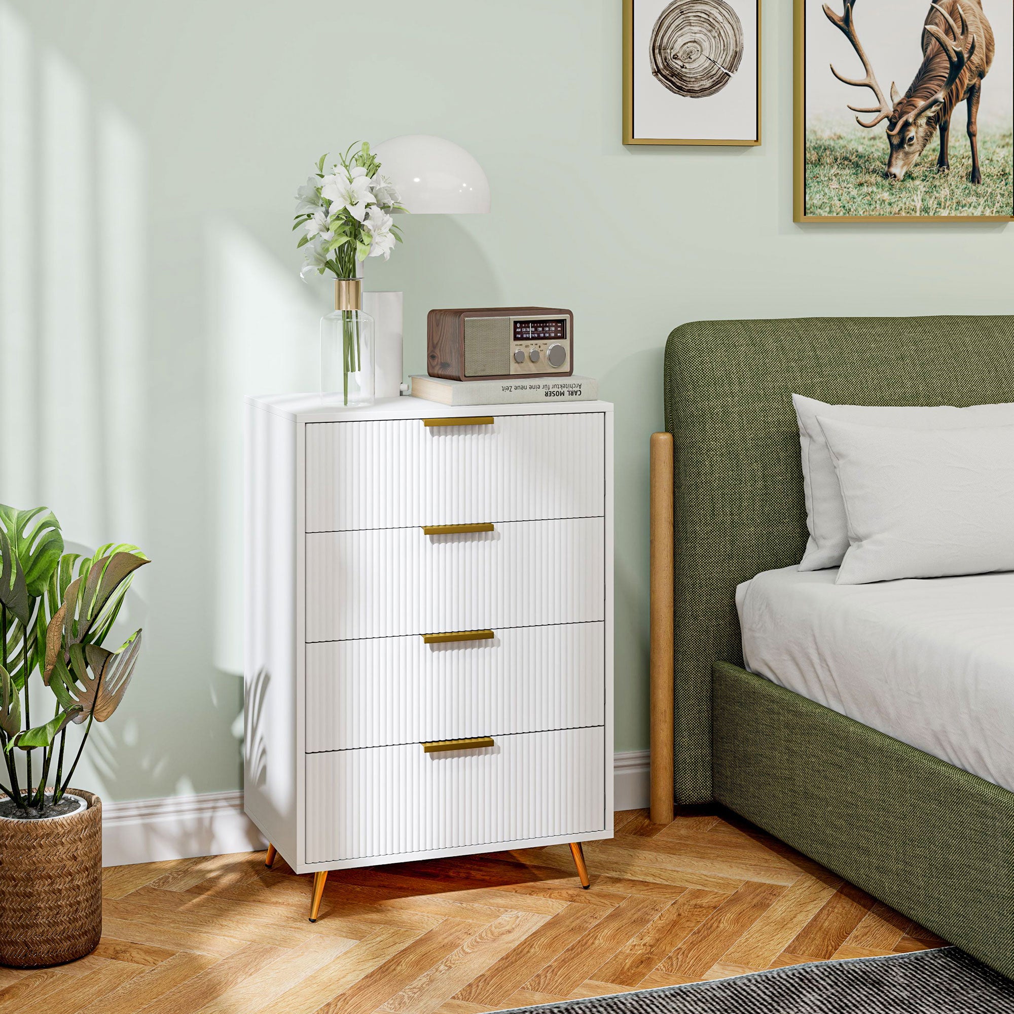 Cómoda Moderna com 4 Gavetas 60x40x90 cm - Branco