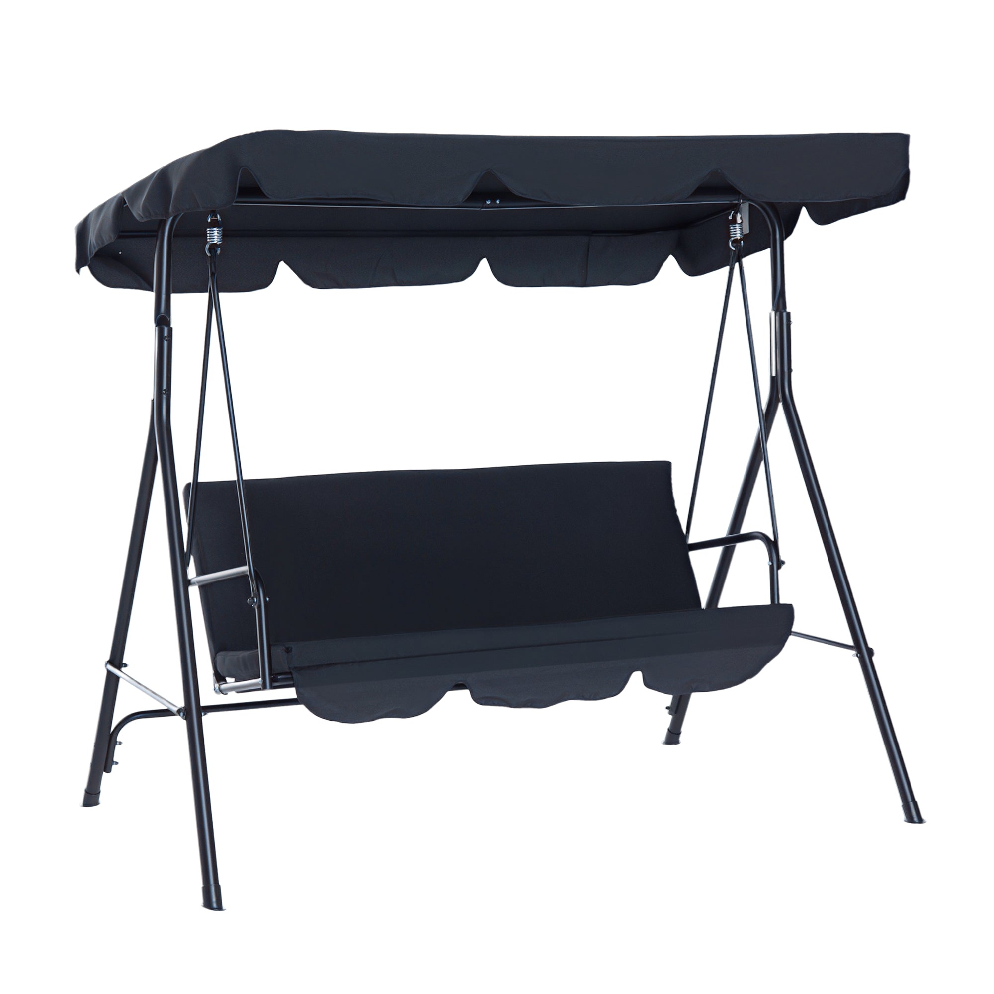 Baloiço de Jardim 3 Lugares Preto 172x110x152 cm - Estrutura em Aço