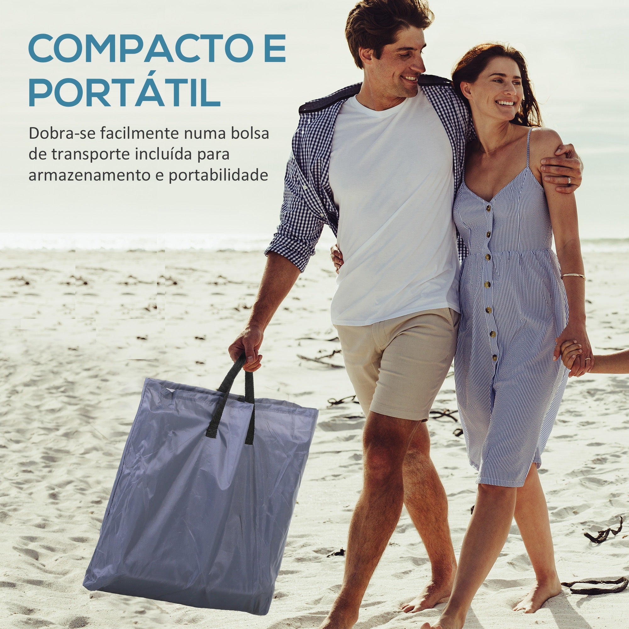 Conjunto de 2 Esteiras de Praia com Encosto Reclinável em 5 Níveis Cinza 48x134x33-43 cm