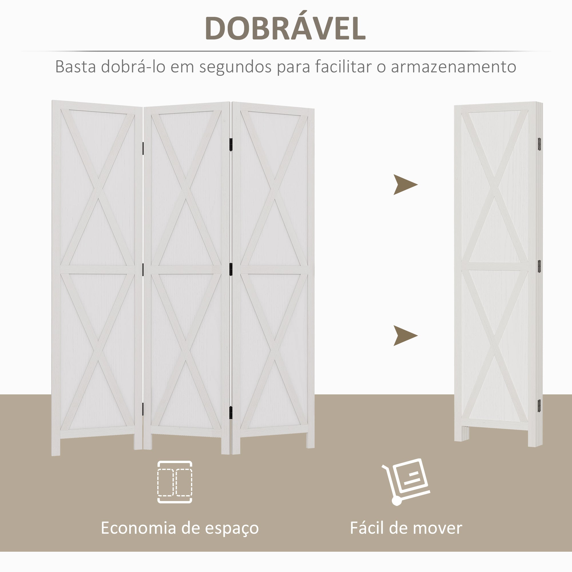 Biombo Separador de Ambientes 136,5x170cm Branco