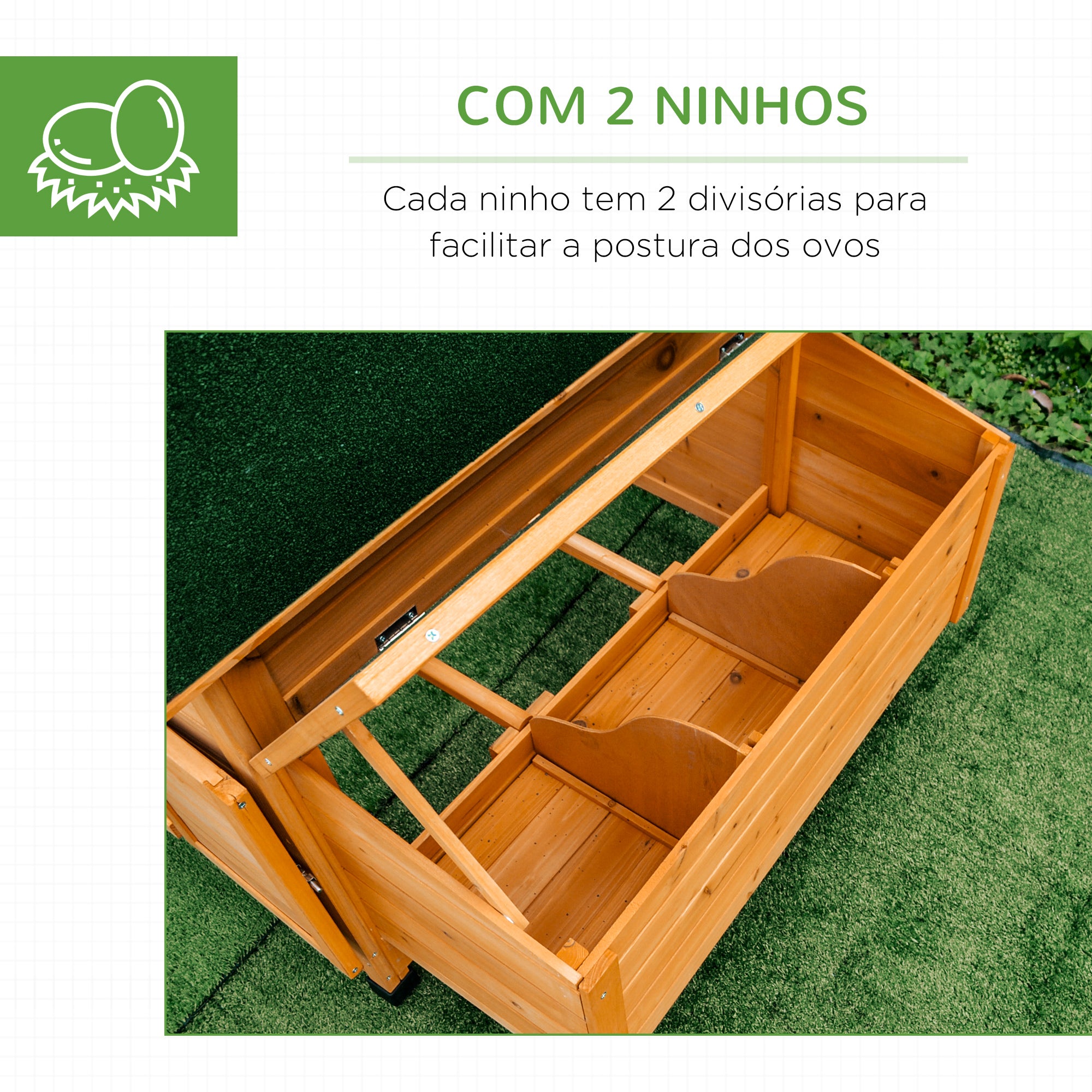 Galinheiro de Madeira Natural para 4-6 Galinhas 150x100x96,5cm