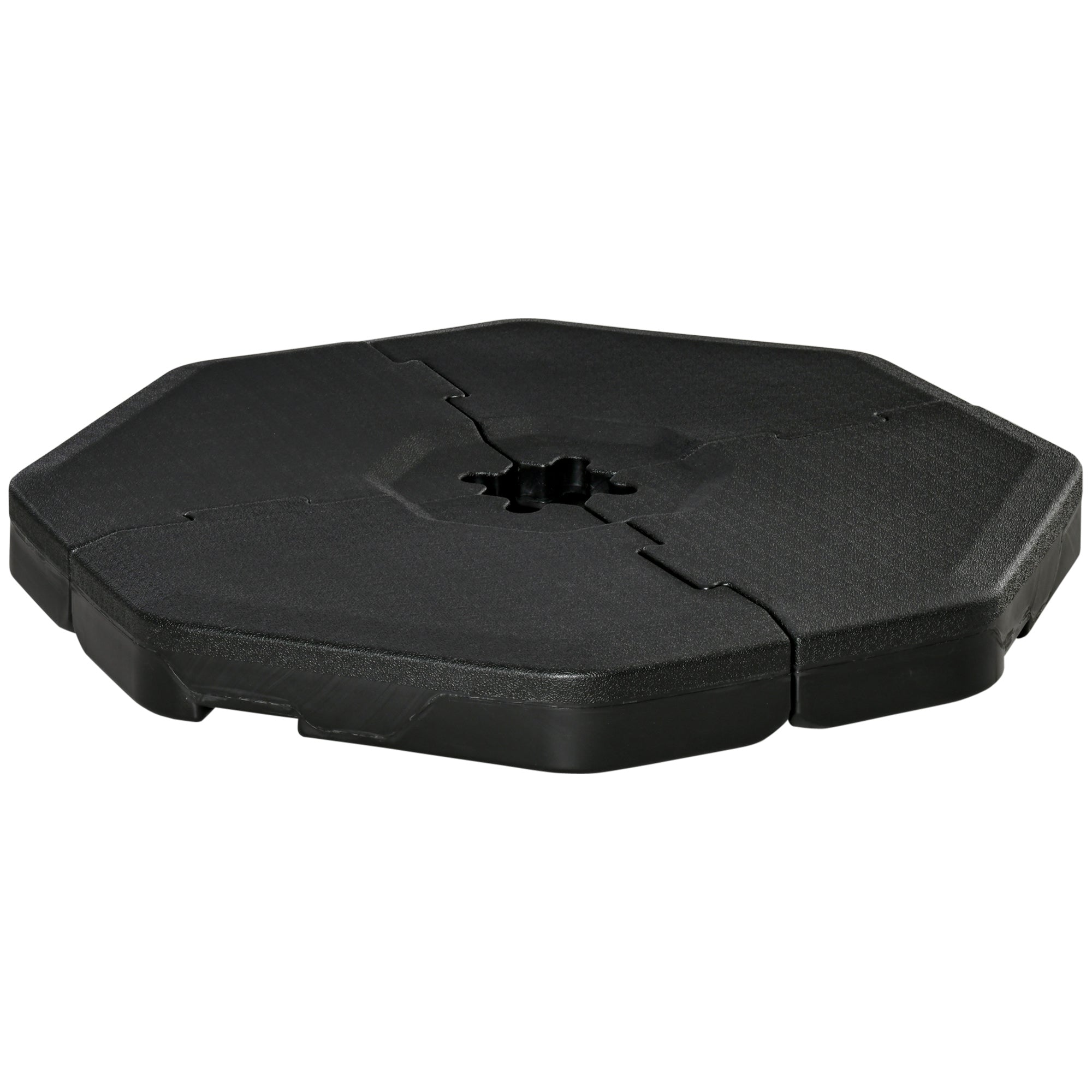Base para Chapéu de Sol 4 Peças Recarregável com Água ou Areia 140kg 109x109x10cm Preto