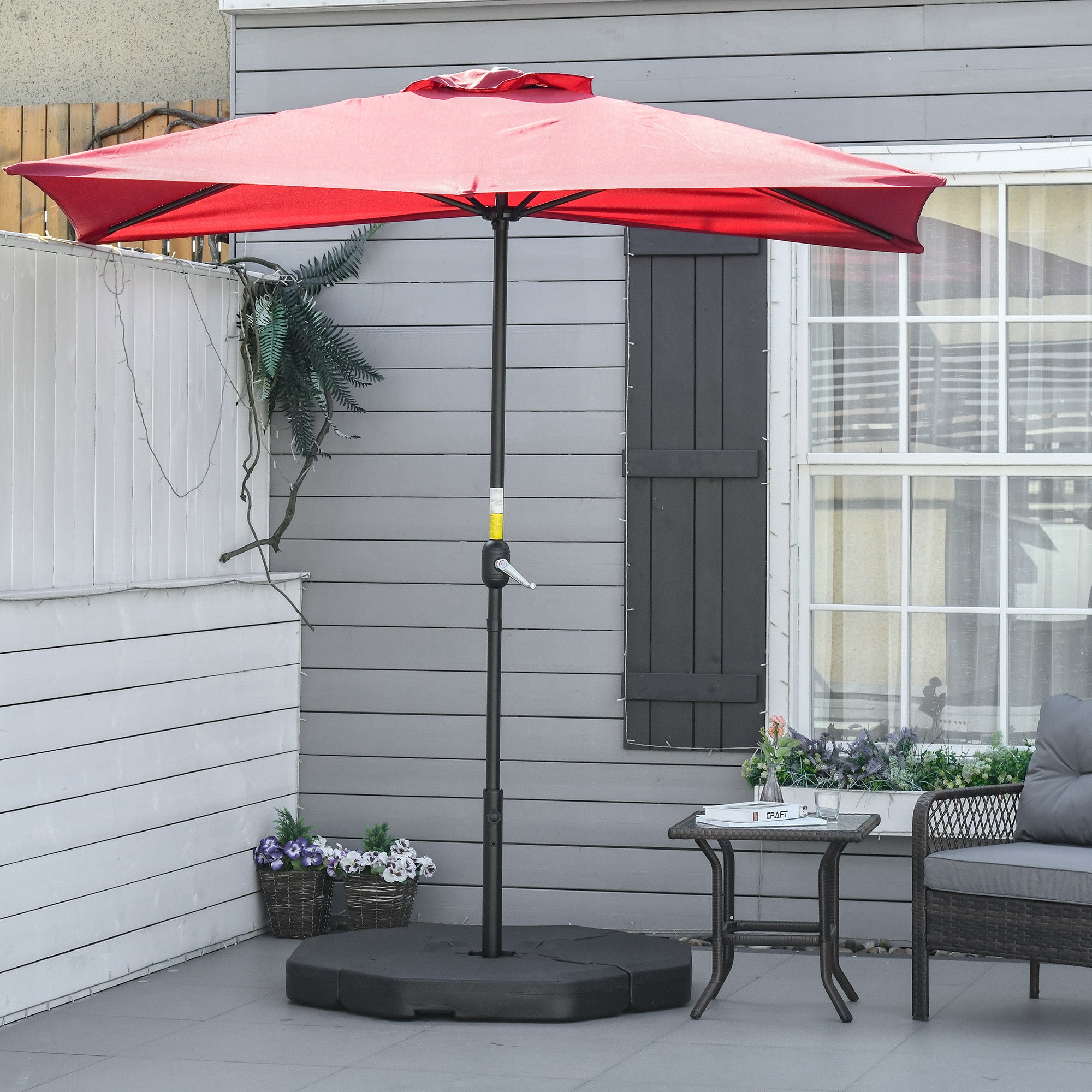Base para Chapéu de Sol 4 Peças Recarregável com Água ou Areia 140kg 109x109x10cm Preto