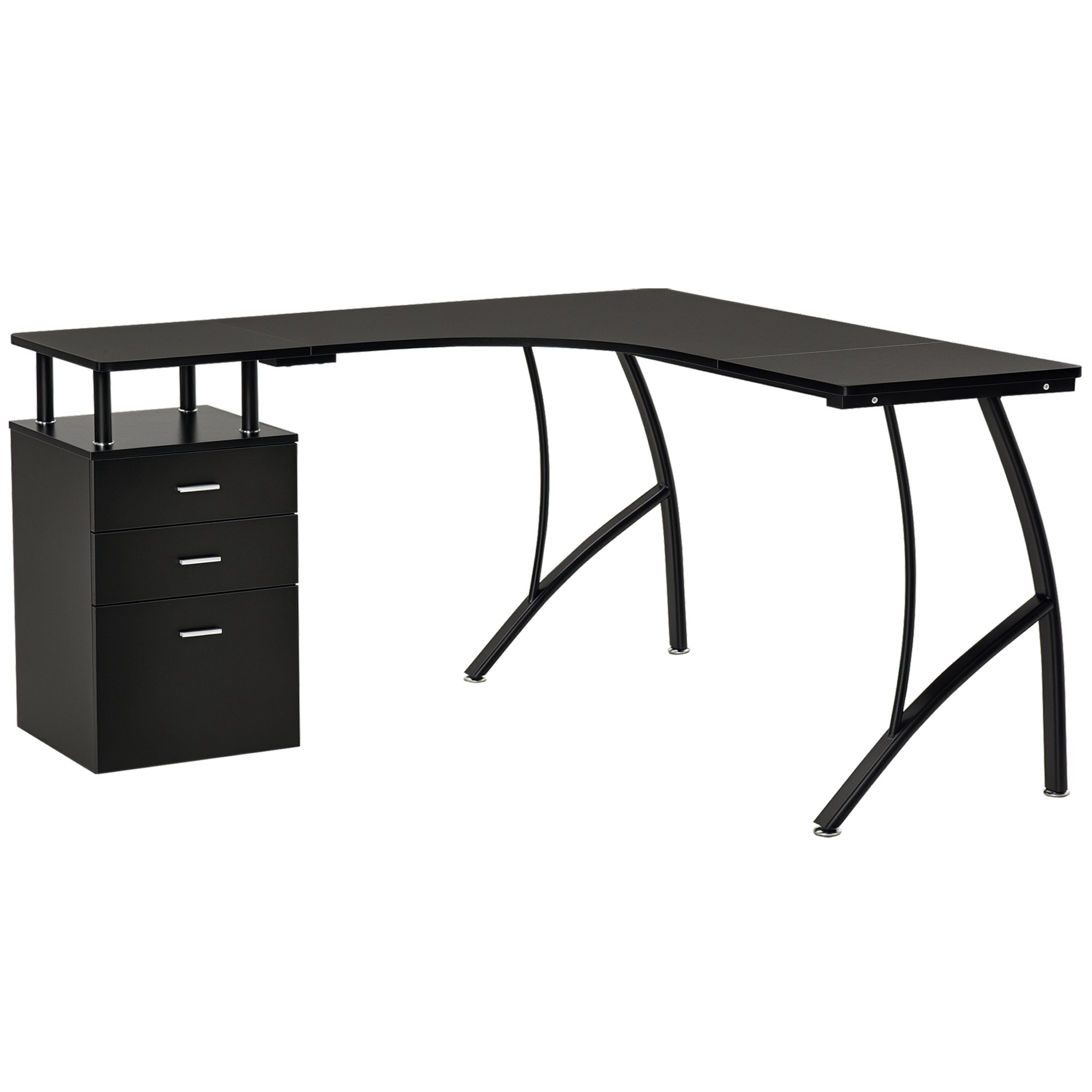 Secretária de Canto em Formato de L 143,5x143,5x76cm Preto