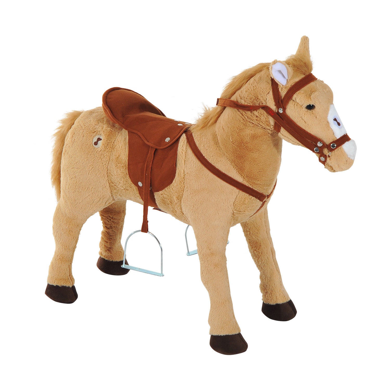 Cavalo de Brinquedo com Sons – 85x28x60 cm – Marrom e Bege – Metal
